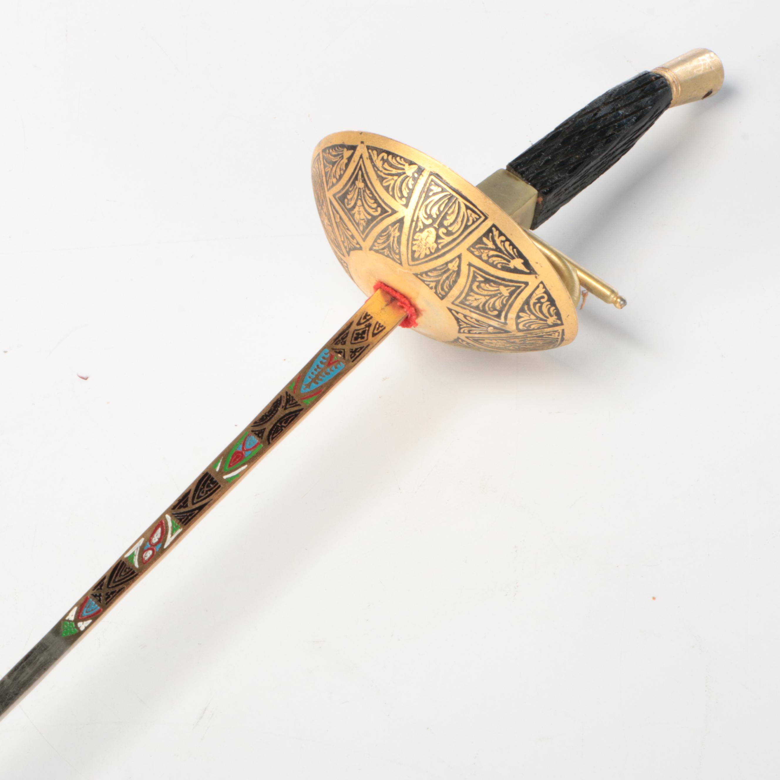 Pair of Spanish Toledo Style Brass and Enameled Foils