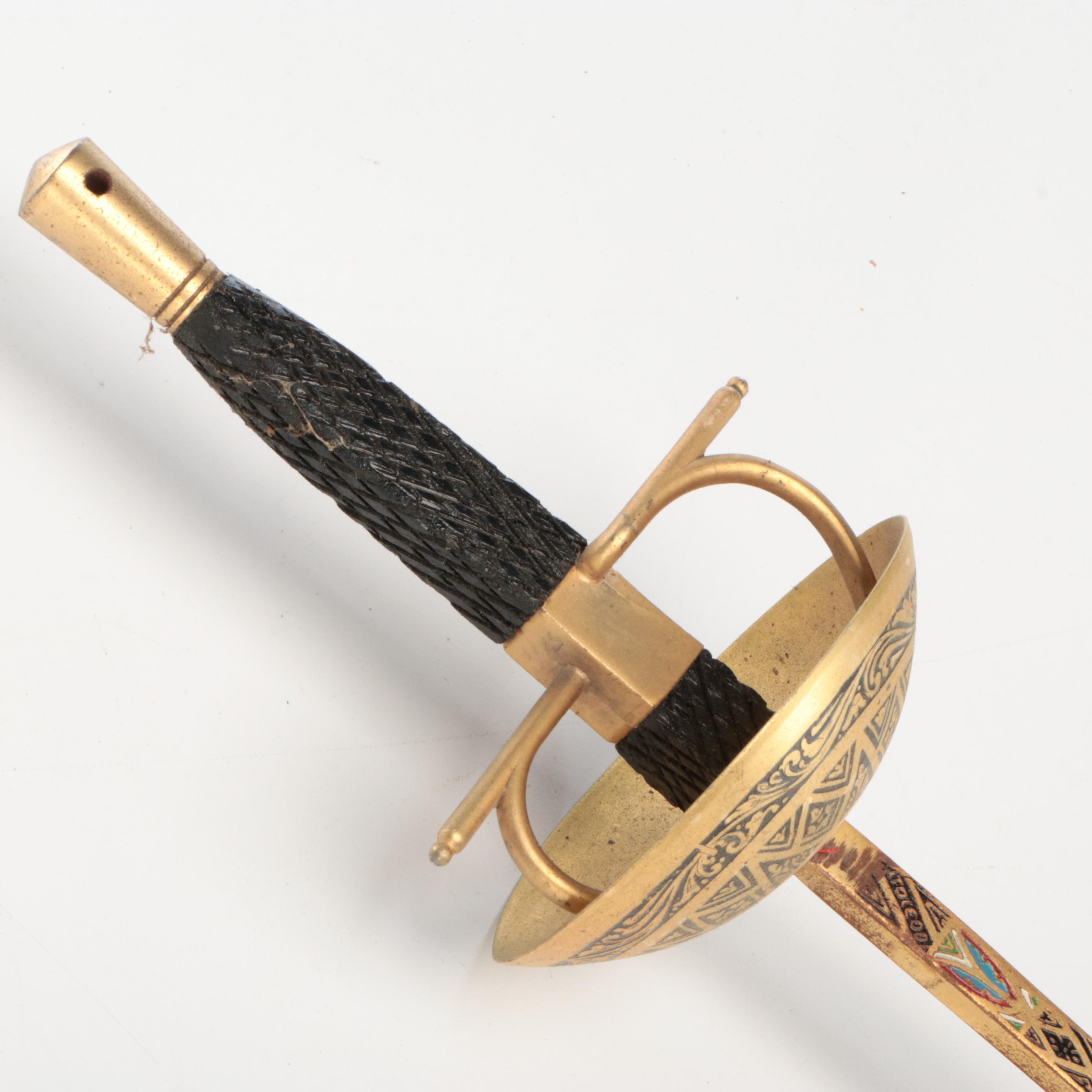 Pair of Spanish Toledo Style Brass and Enameled Foils