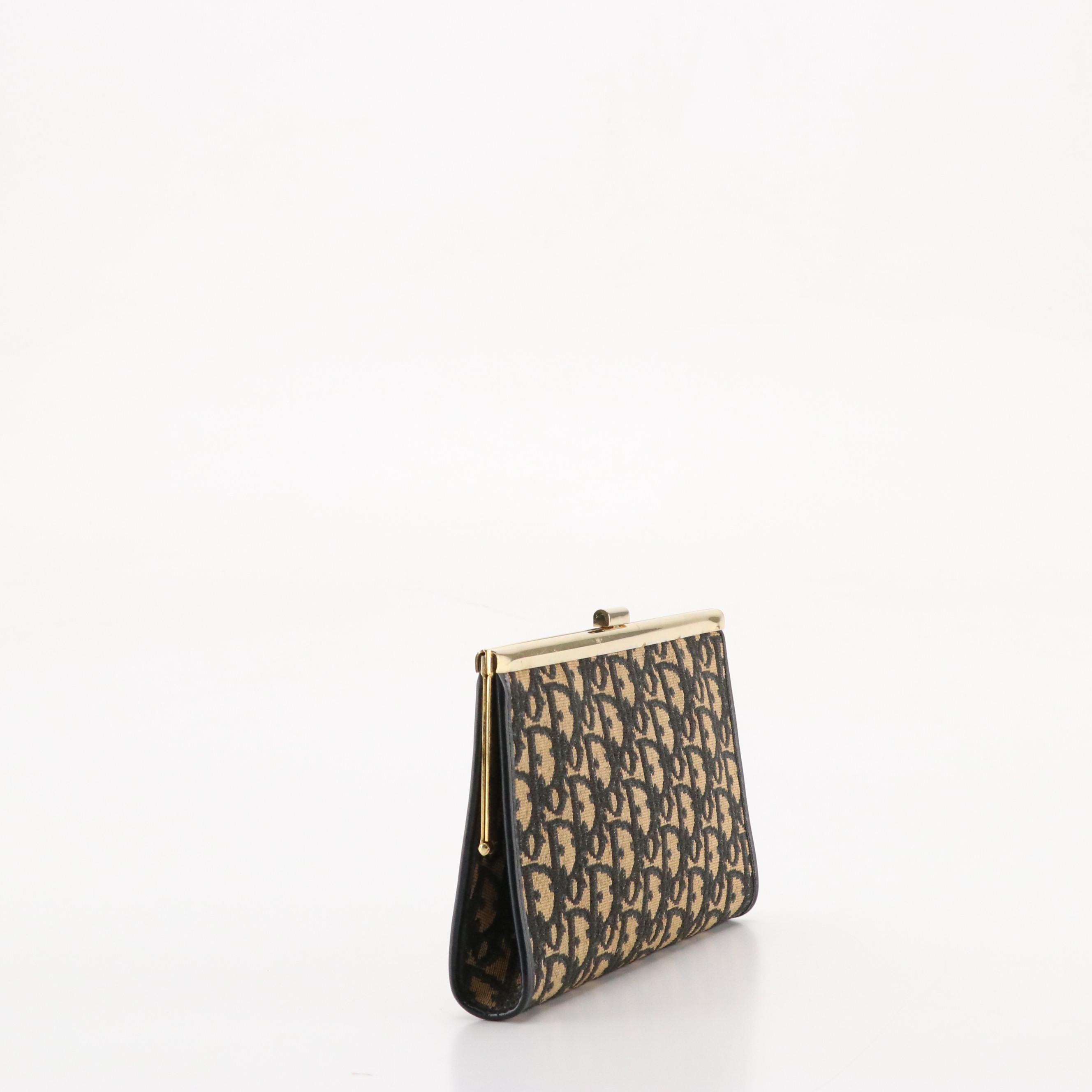 Christian Dior Hinge Frame Clutch Purse in Dior Oblique Canvas