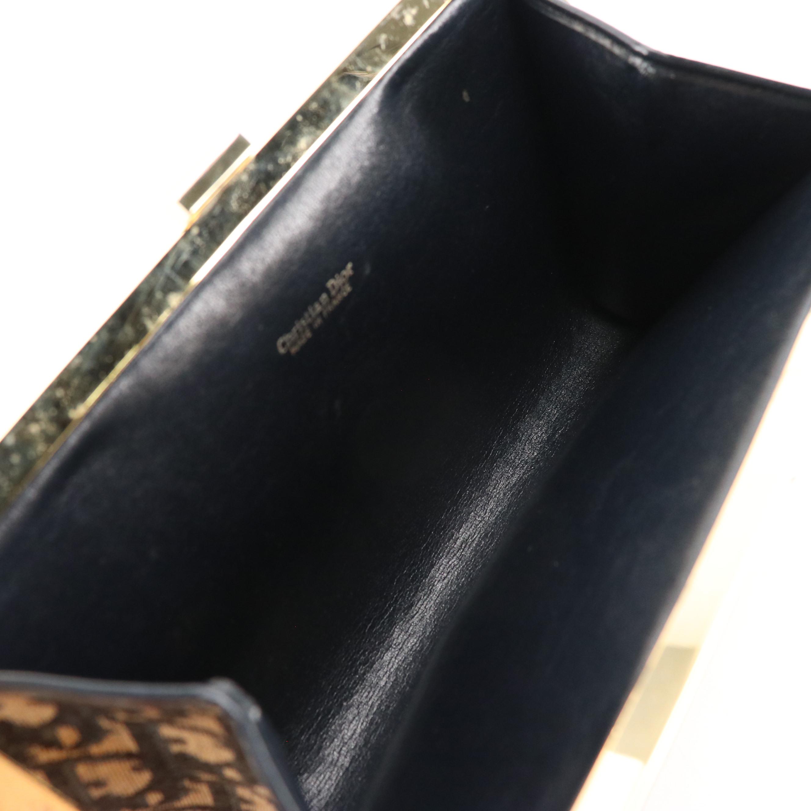 Christian Dior Hinge Frame Clutch Purse in Dior Oblique Canvas