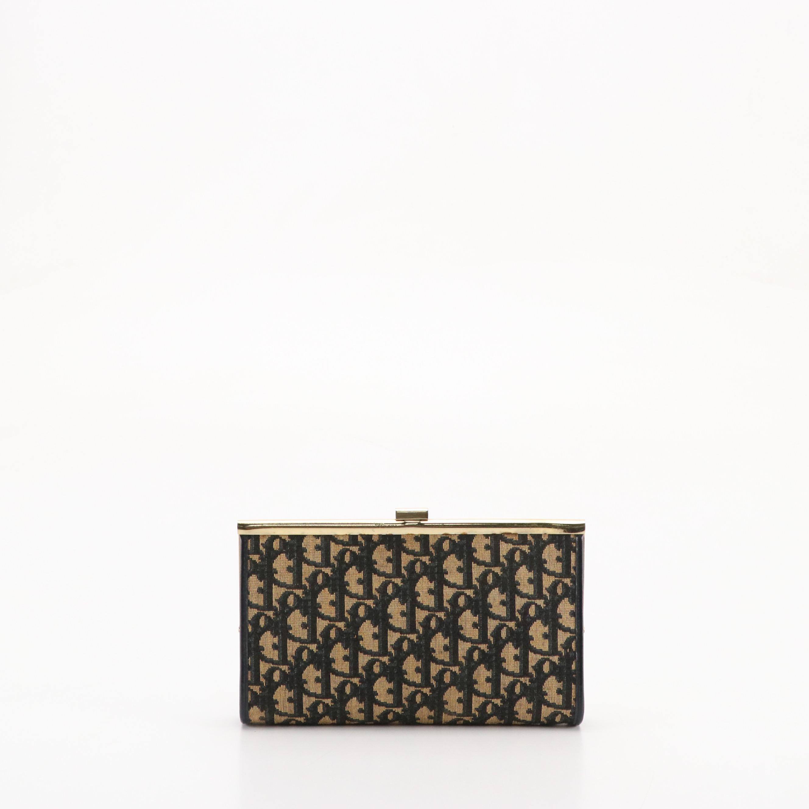 Christian Dior Hinge Frame Clutch Purse in Dior Oblique Canvas