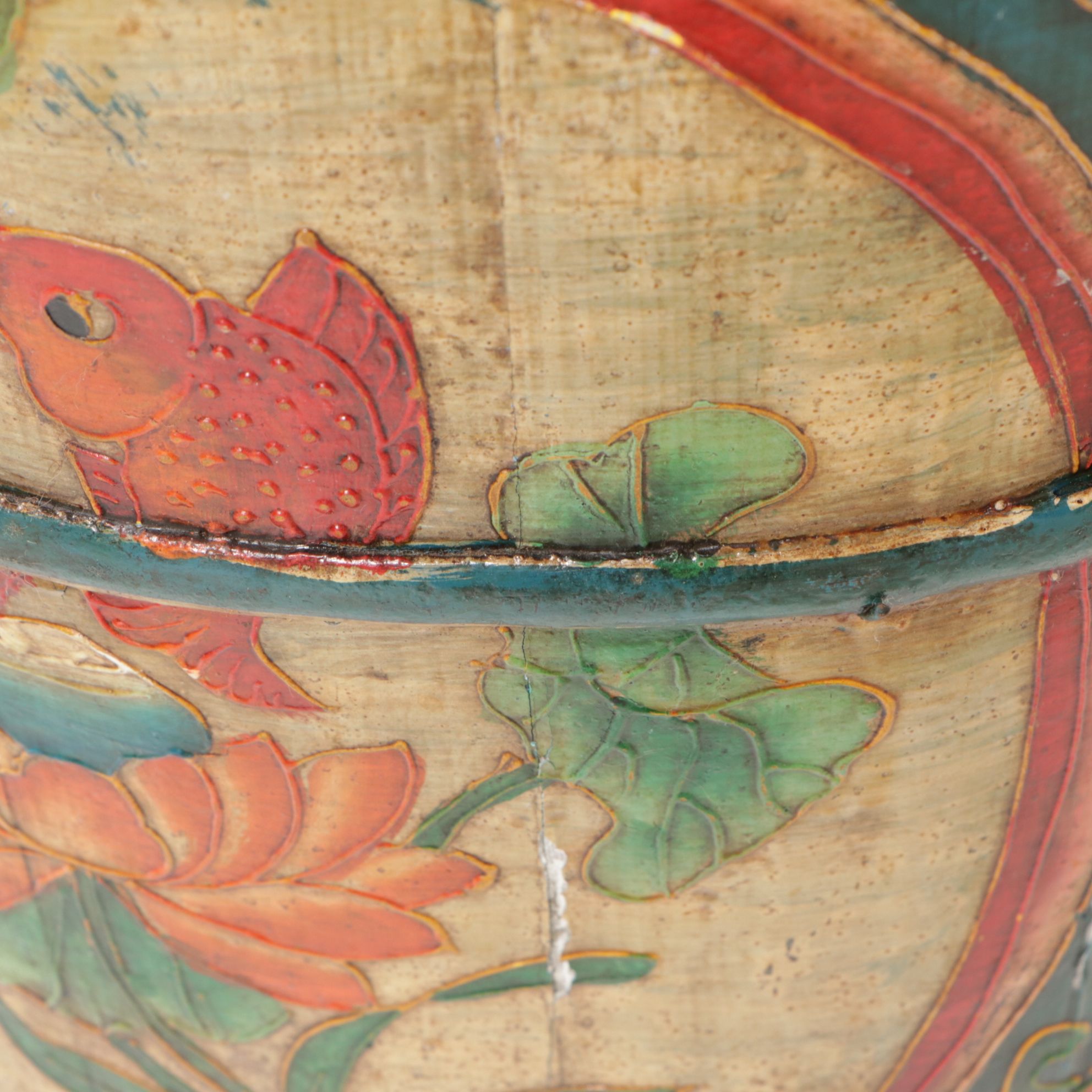 Hand-Painted and Iron Mounted Chinese Barrel Buckets