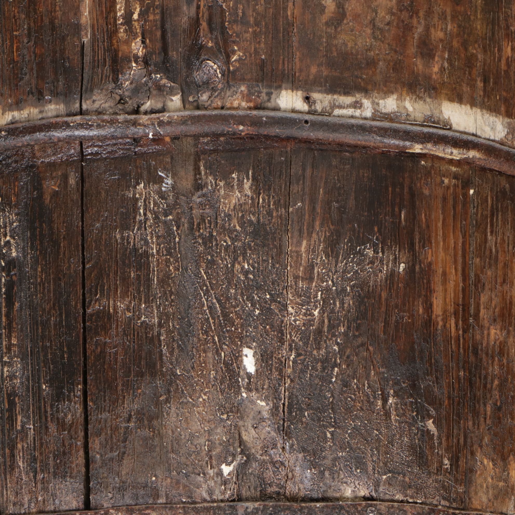 Hand-Painted and Iron Mounted Chinese Barrel Buckets