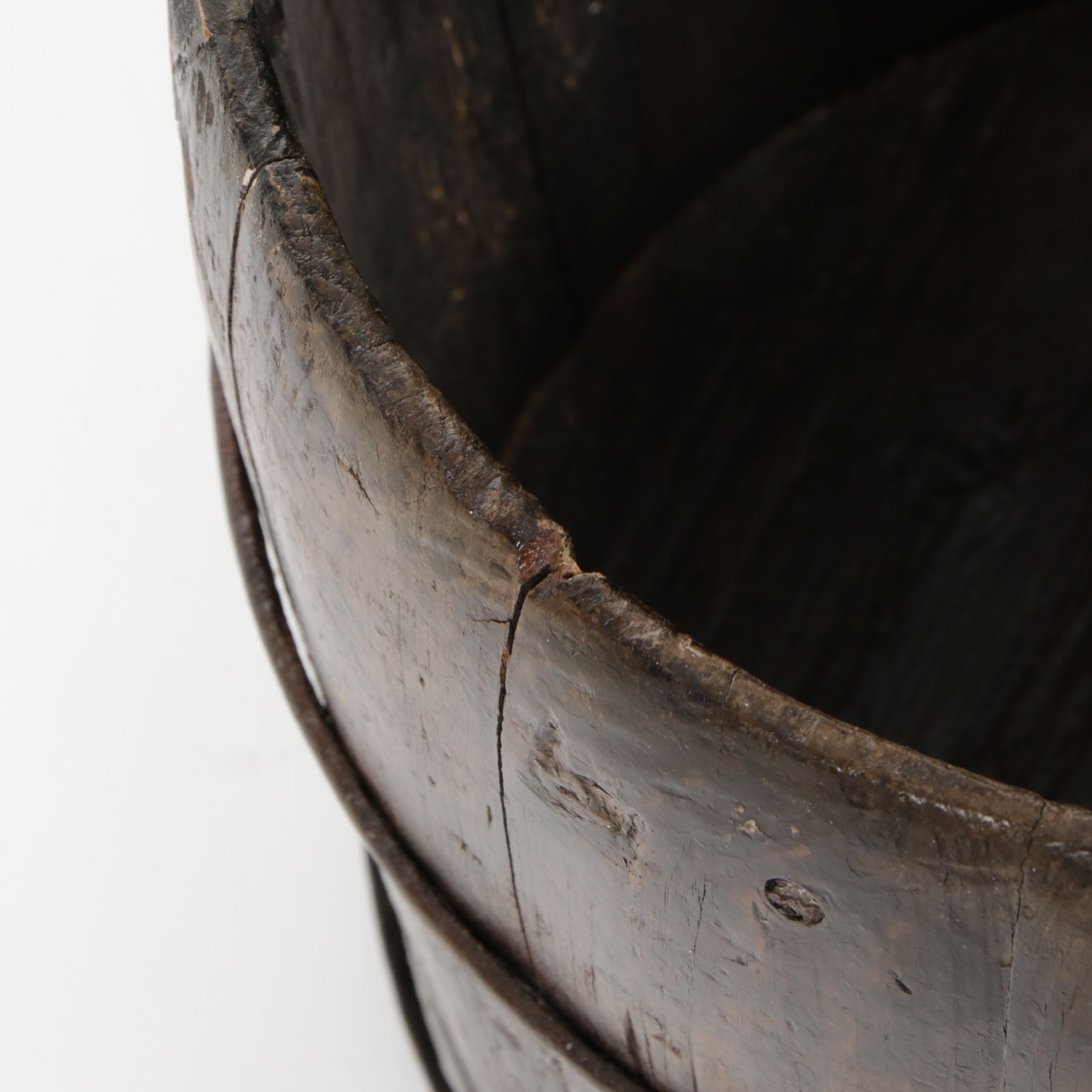 Hand-Painted and Iron Mounted Chinese Barrel Buckets