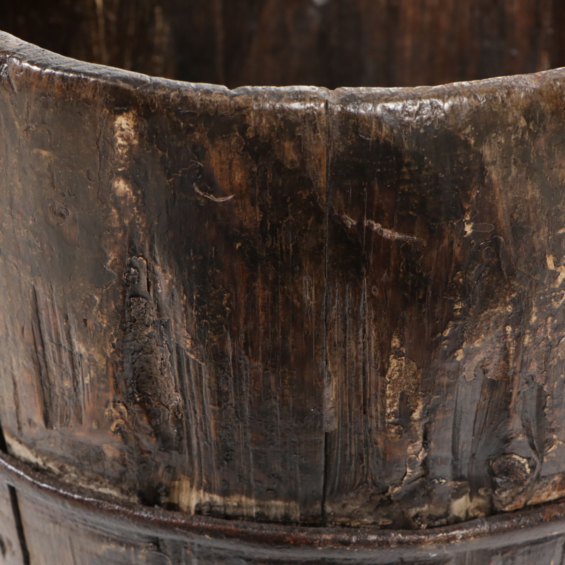 Hand-Painted and Iron Mounted Chinese Barrel Buckets