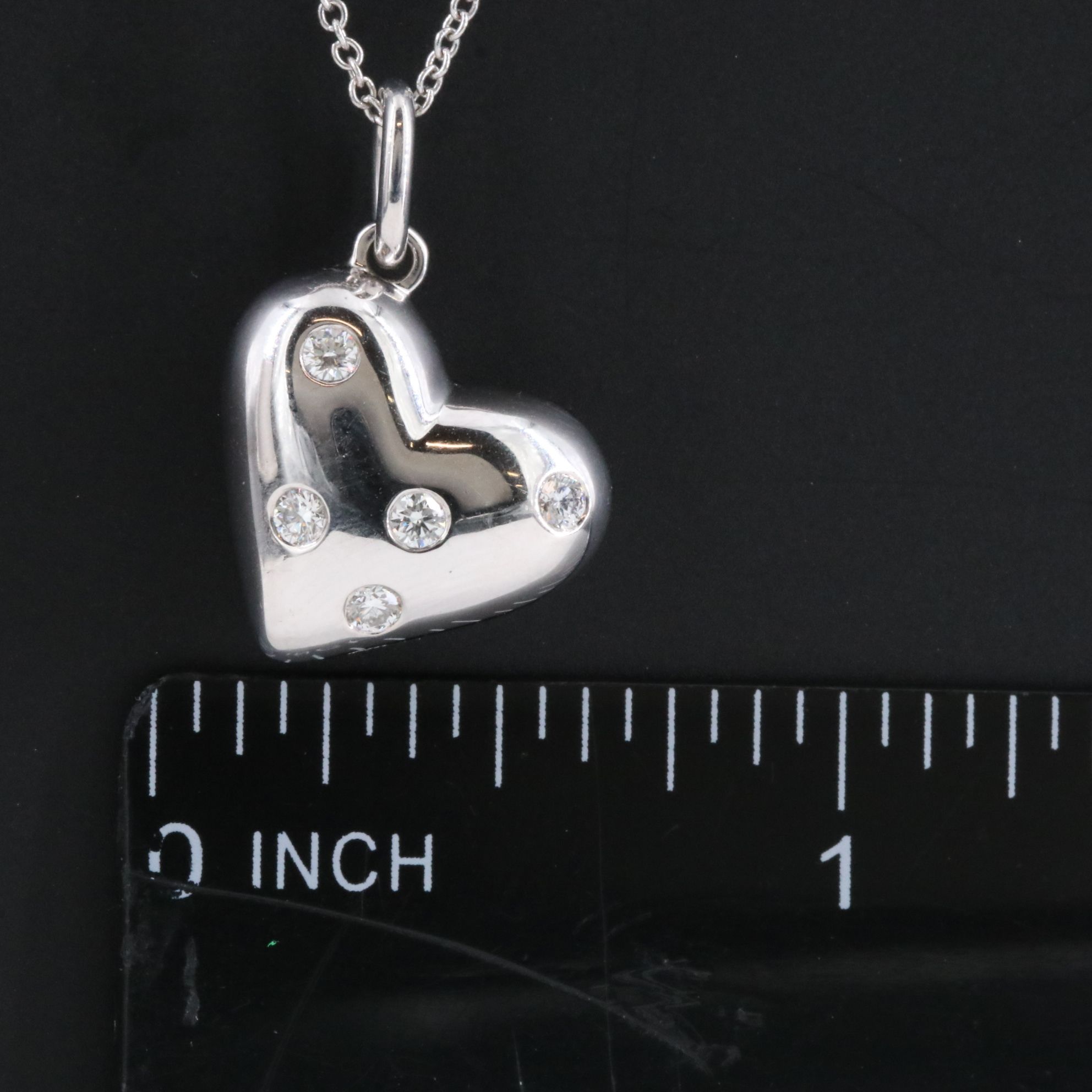 Tiffany & Co. Etoile 18K Diamond Heart Charm Pendant Necklace