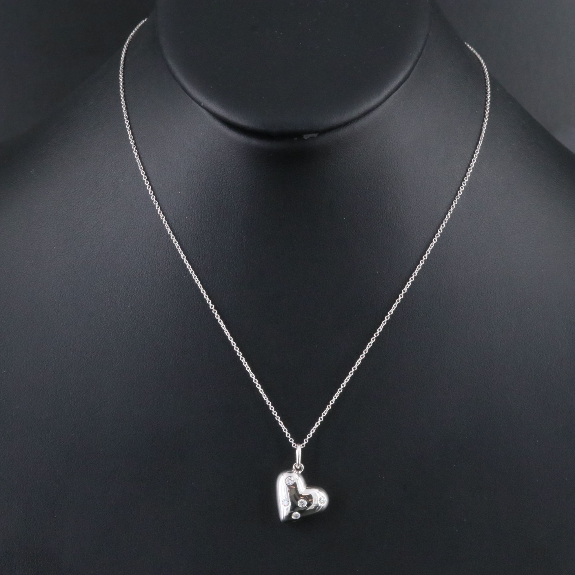 Tiffany & Co. Etoile 18K Diamond Heart Charm Pendant Necklace