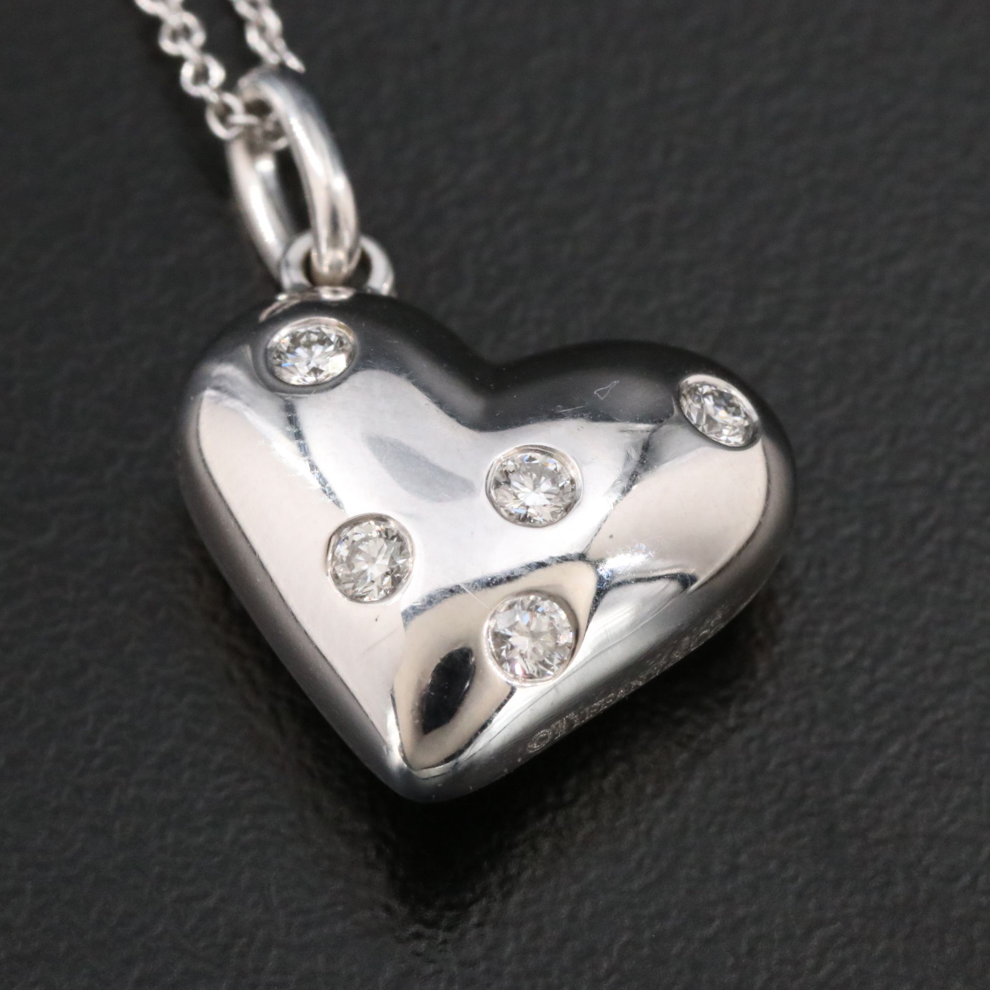 Tiffany & Co. Etoile 18K Diamond Heart Charm Pendant Necklace