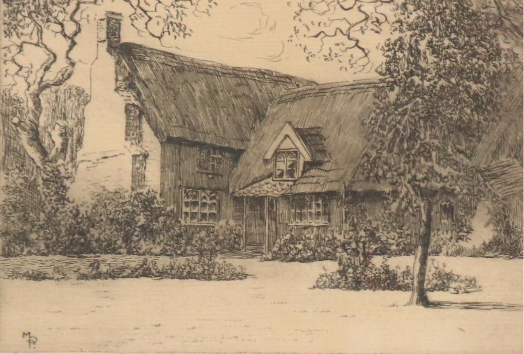 Mabel Oliver Rae Etching "Lord Mayor's Cottage"