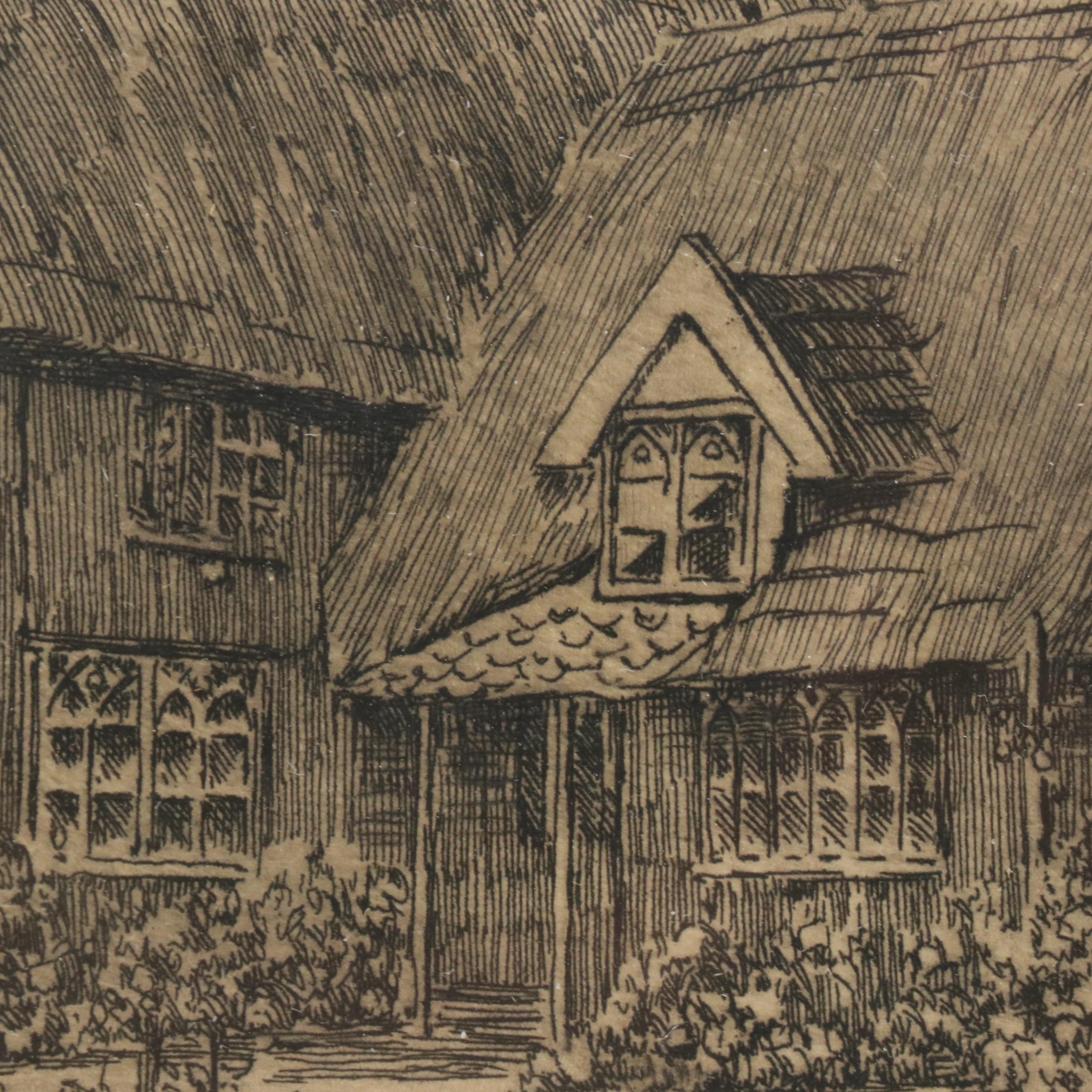 Mabel Oliver Rae Etching "Lord Mayor's Cottage"