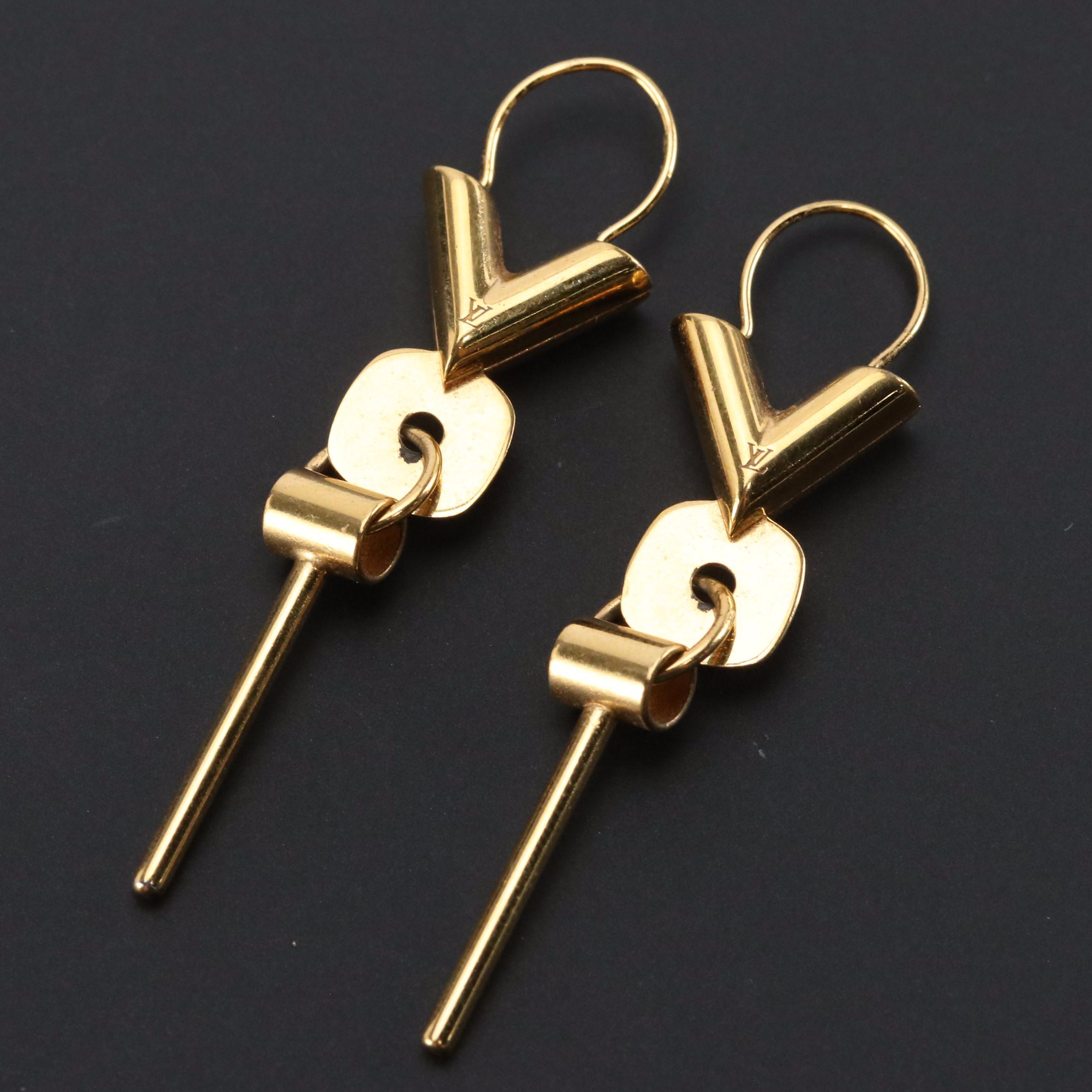 Louis Vuitton 'V' Drop Earrings