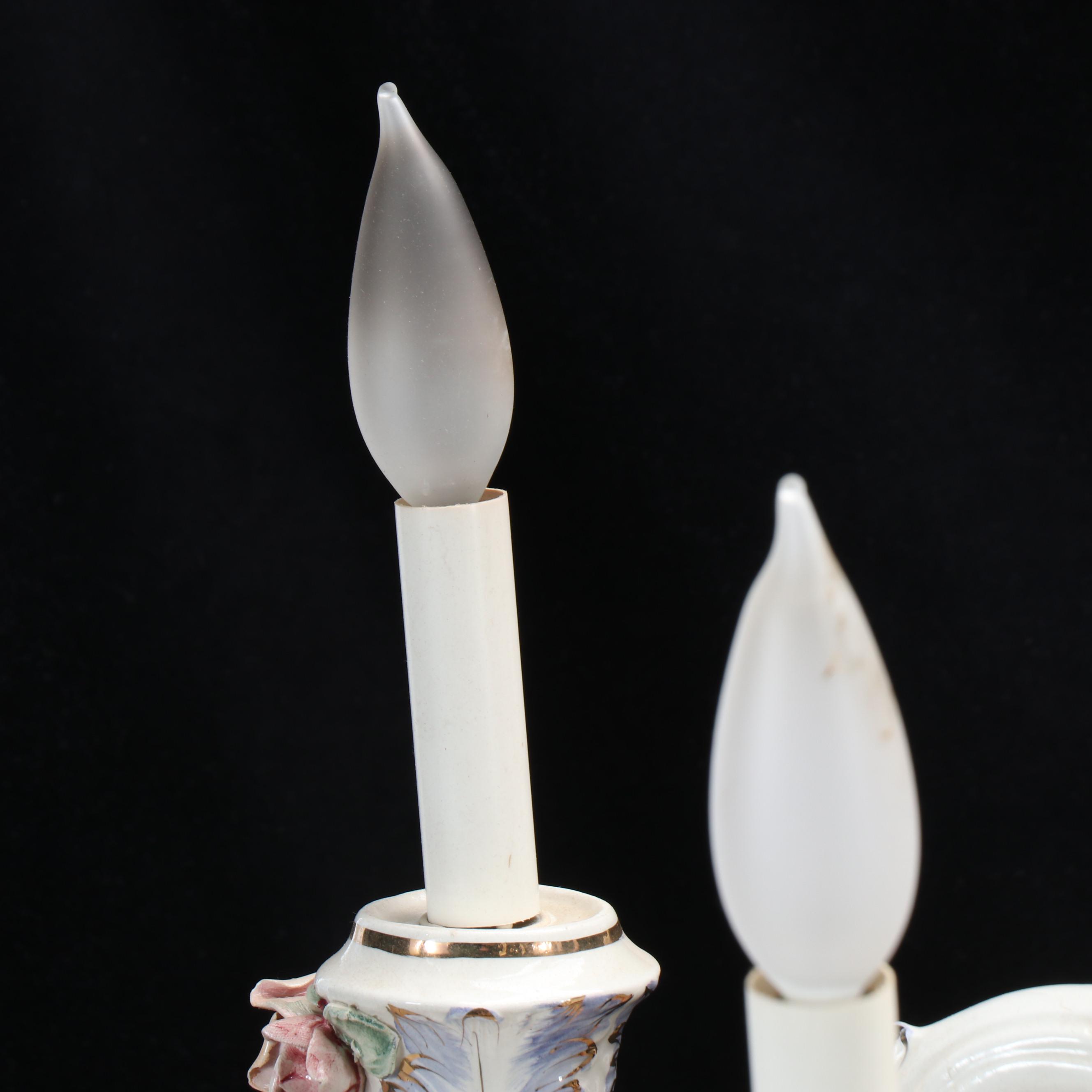 Pair of Floral Porcelain Chandeliers