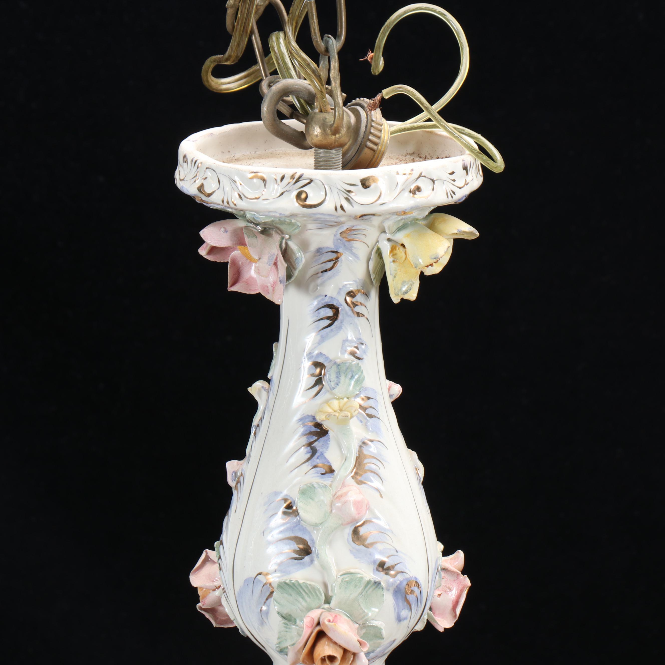 Pair of Floral Porcelain Chandeliers