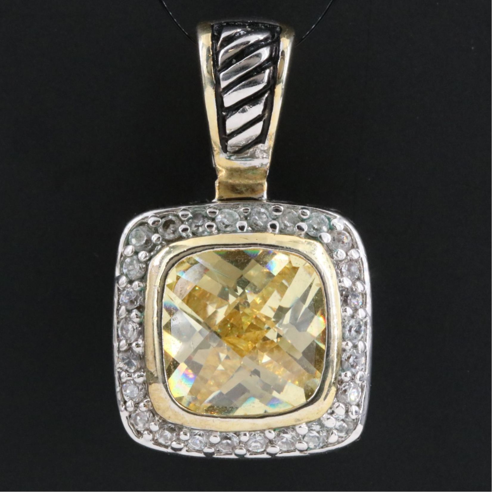 Two Tone CZ Pendant