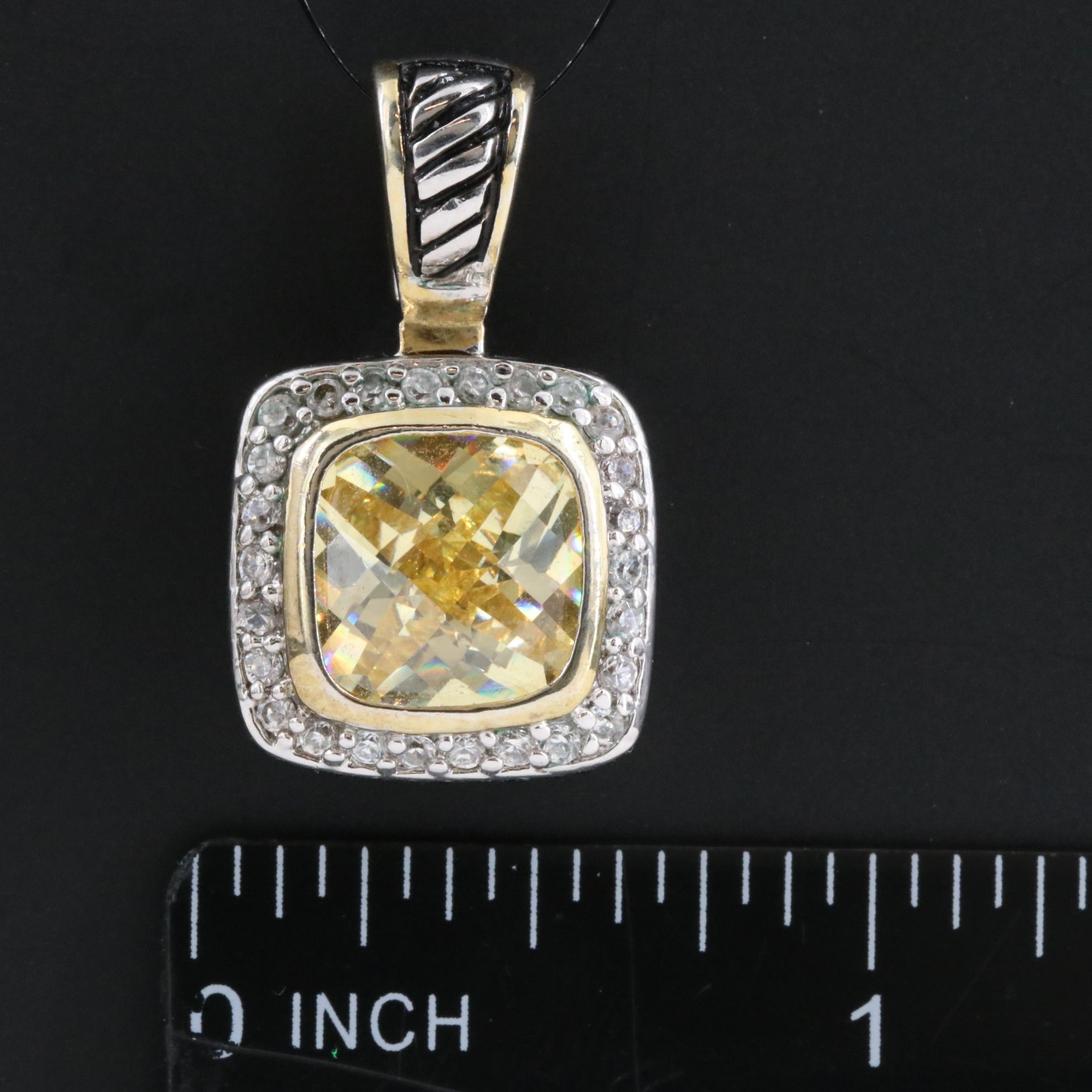 Two Tone CZ Pendant