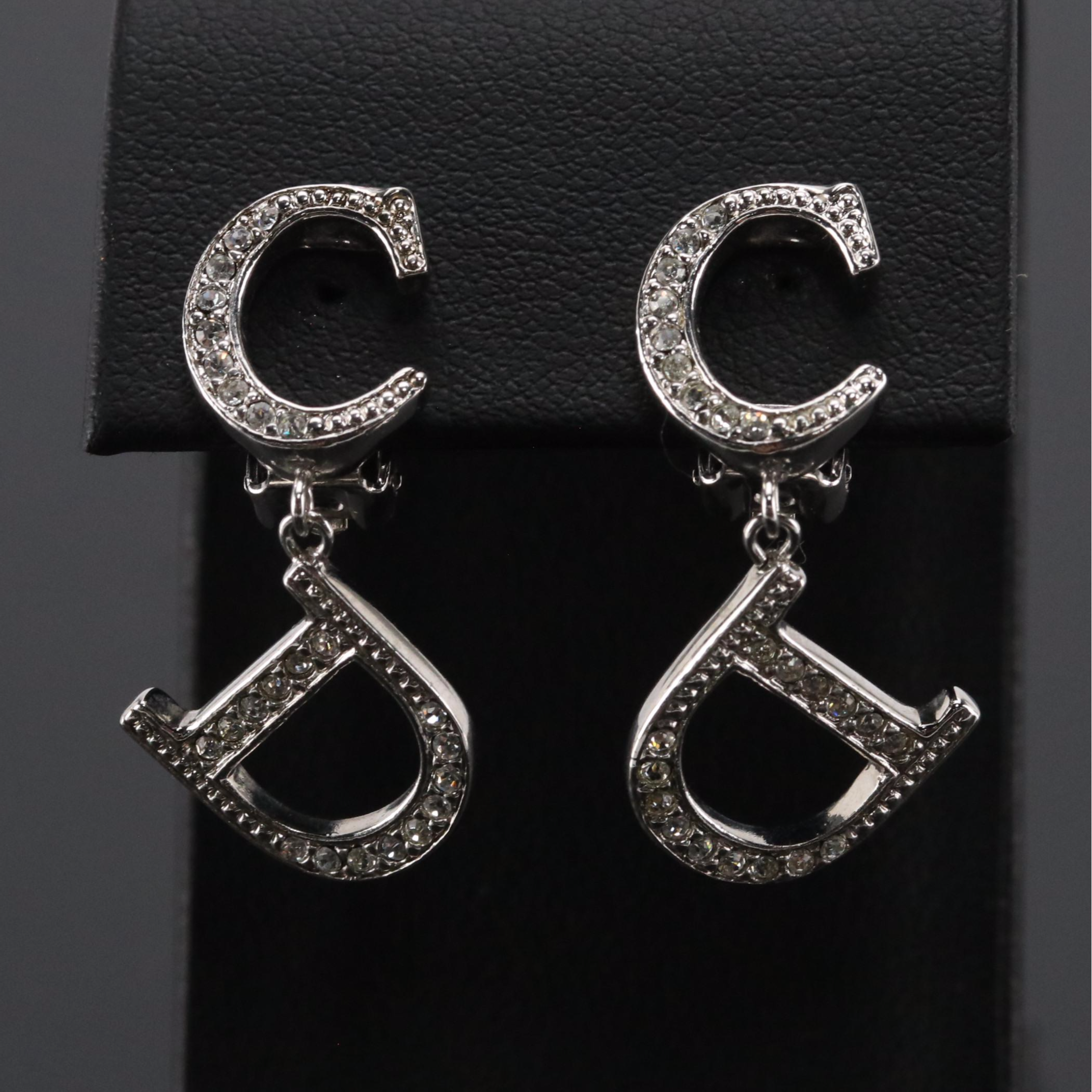 Christian Dior Crystal CD Monogram Clip-On Earrings