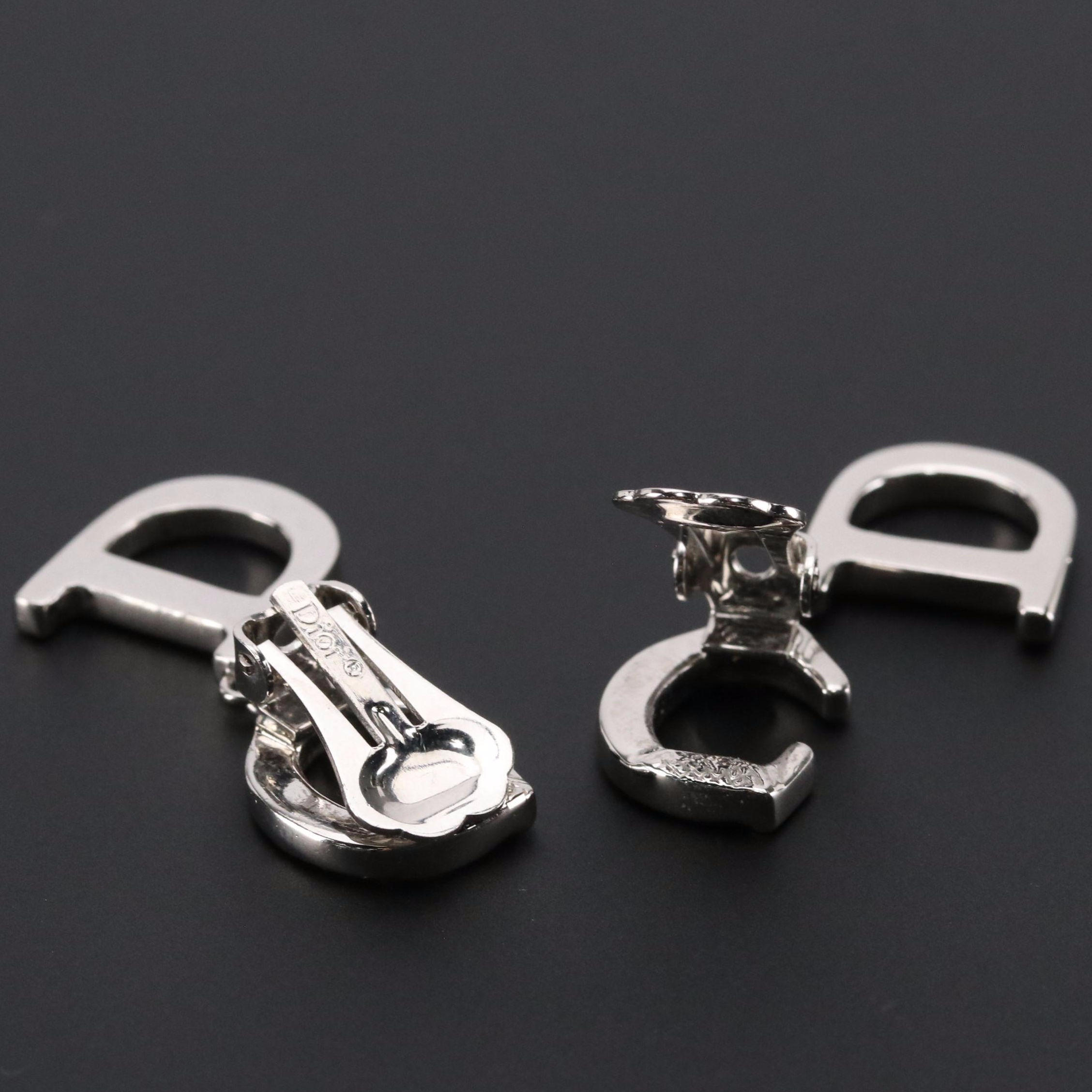 Christian Dior Crystal CD Monogram Clip-On Earrings