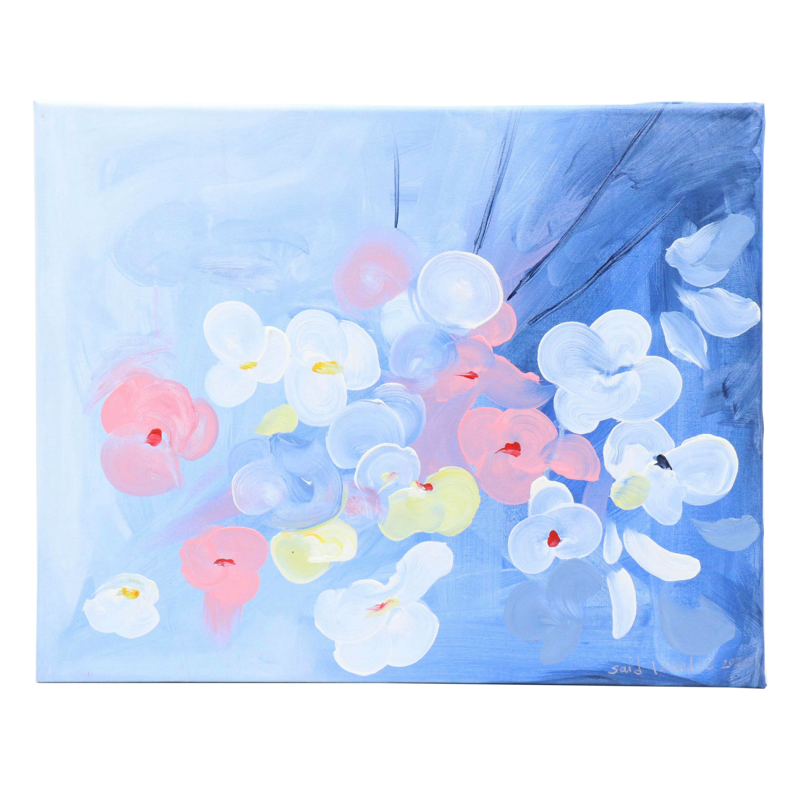 Said Oladejo-lawal Floral Acrylic Painting, 2020