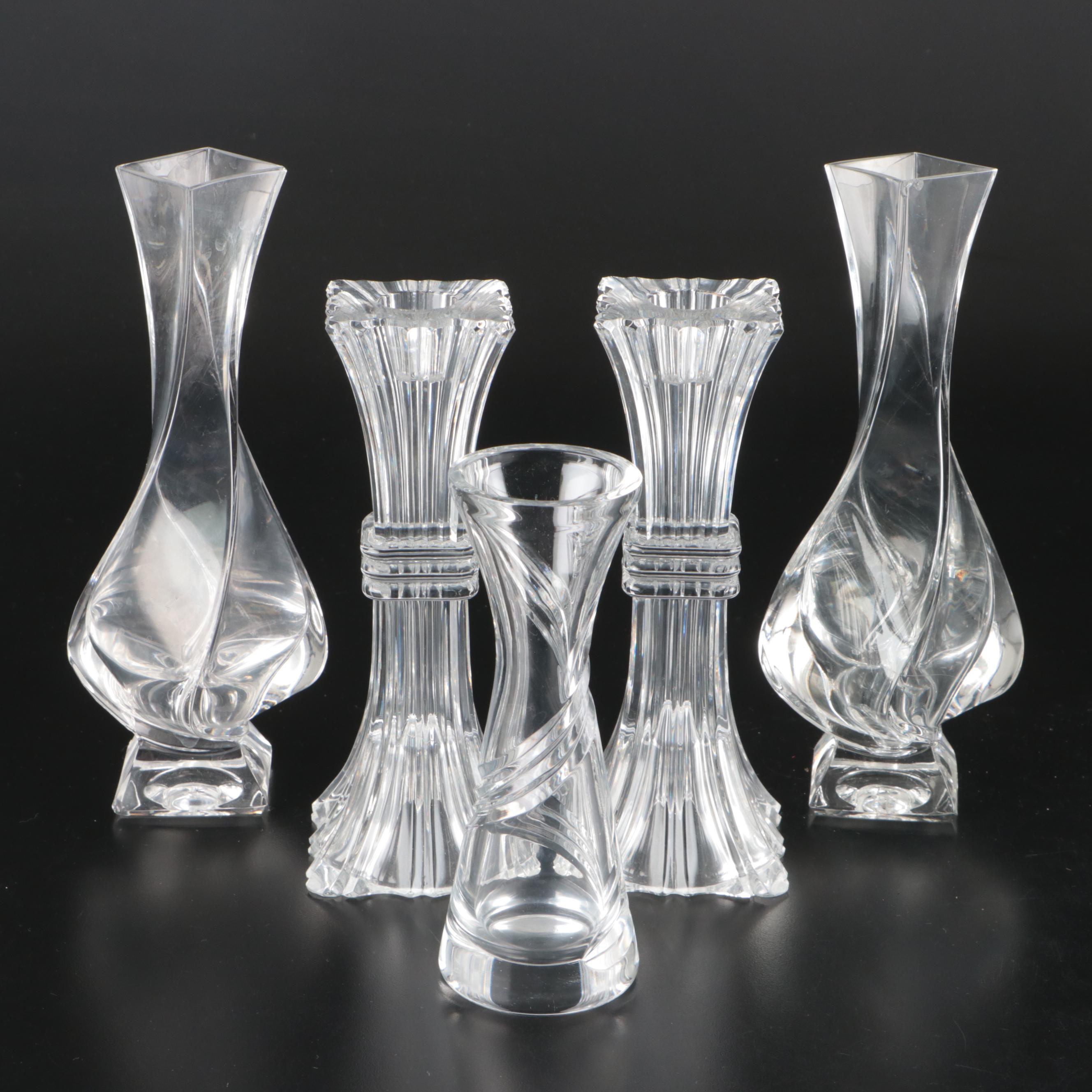 Swirl Crystal Vases with Other Crystal Candlesticks and Vase