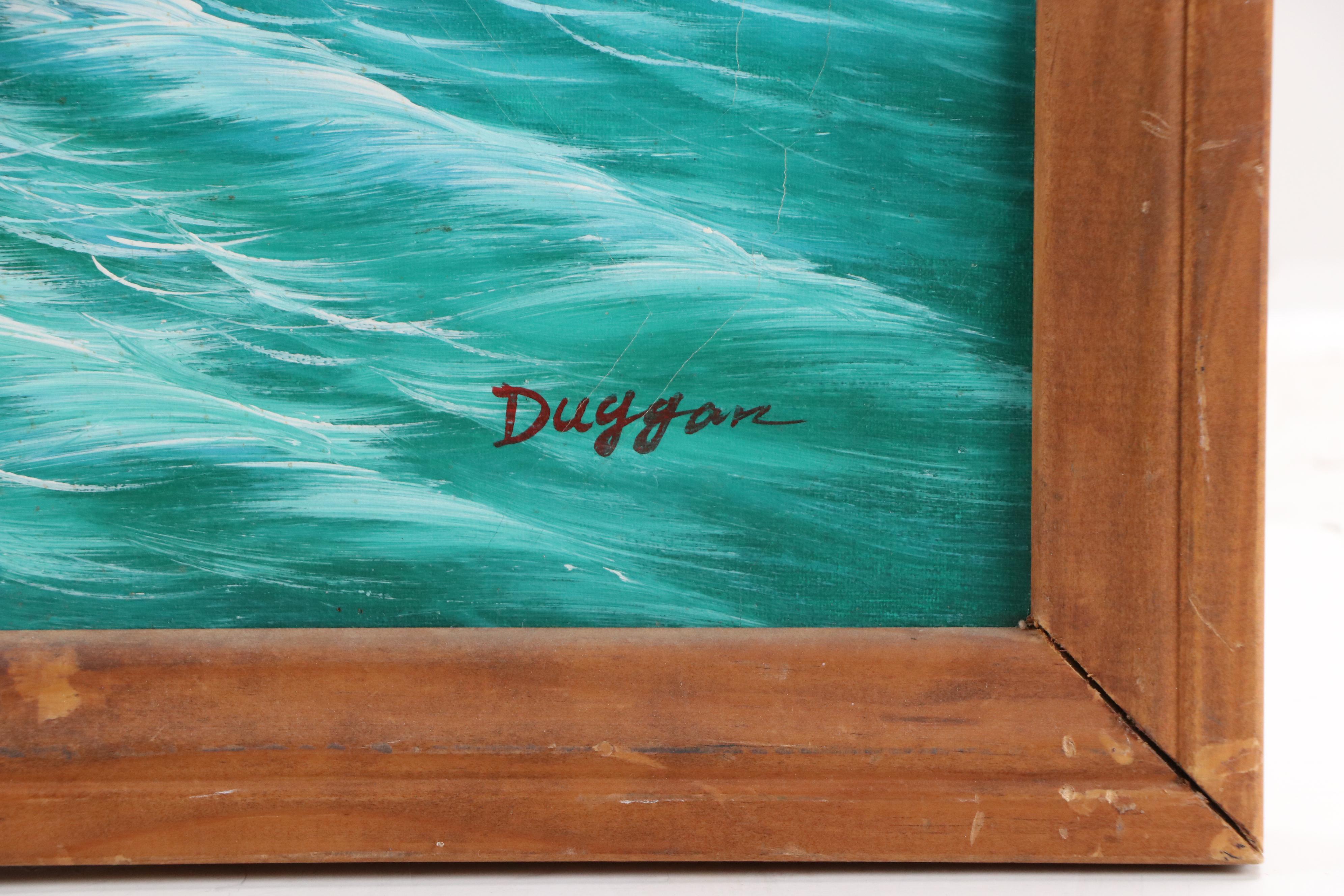 Coastal Cottage Landscape Oil Painting, Circa 1980