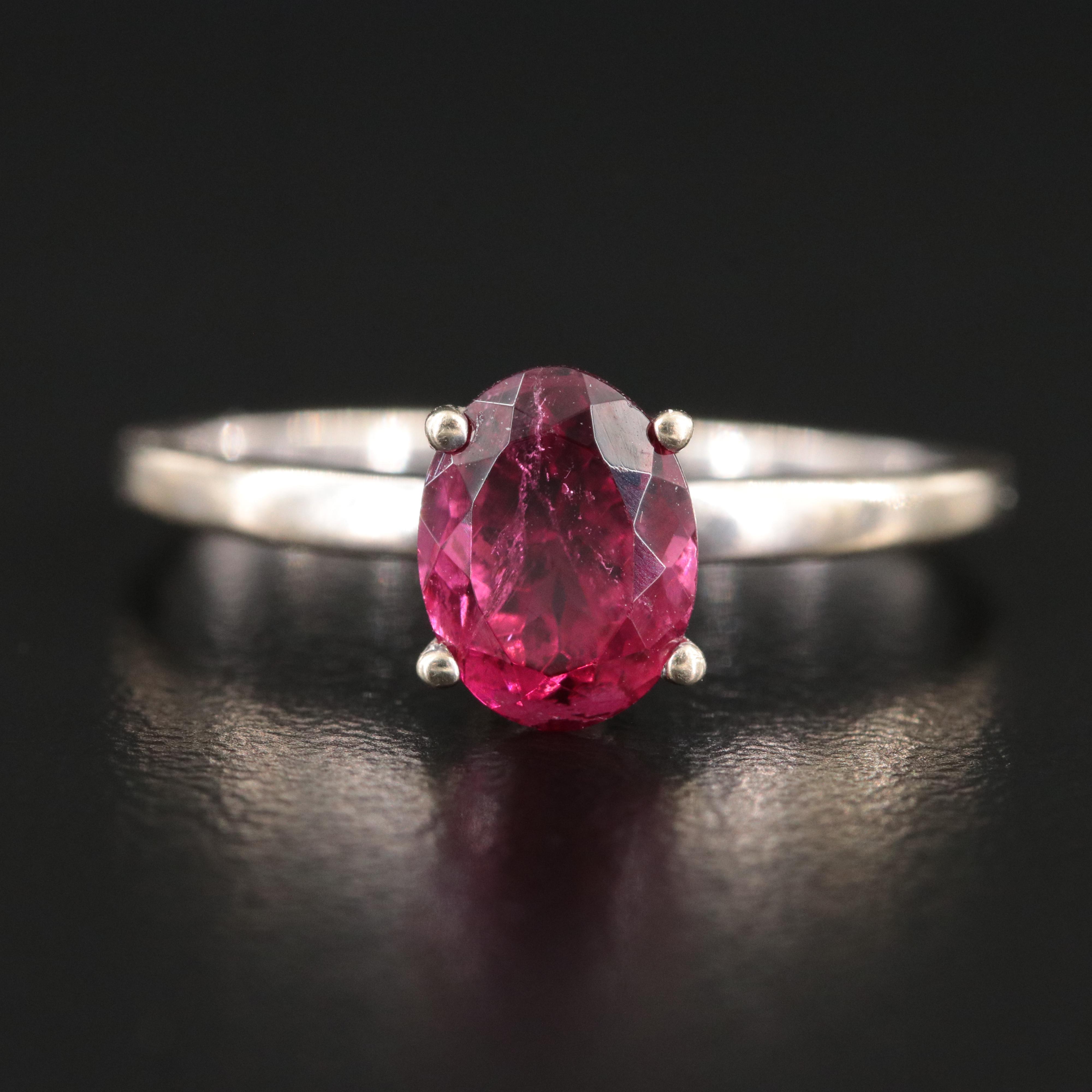 14K Rubellite  Solitaire Ring