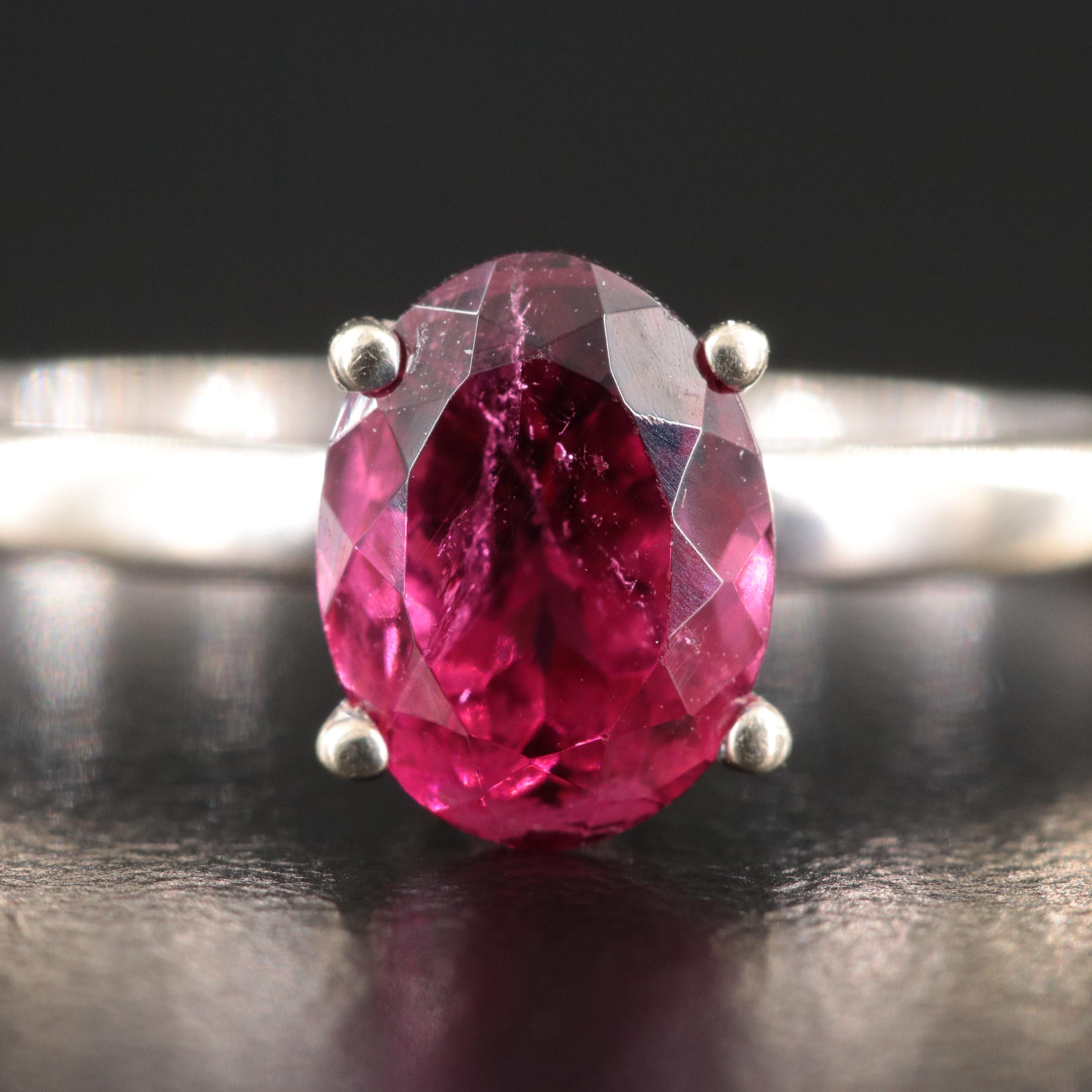 14K Rubellite  Solitaire Ring