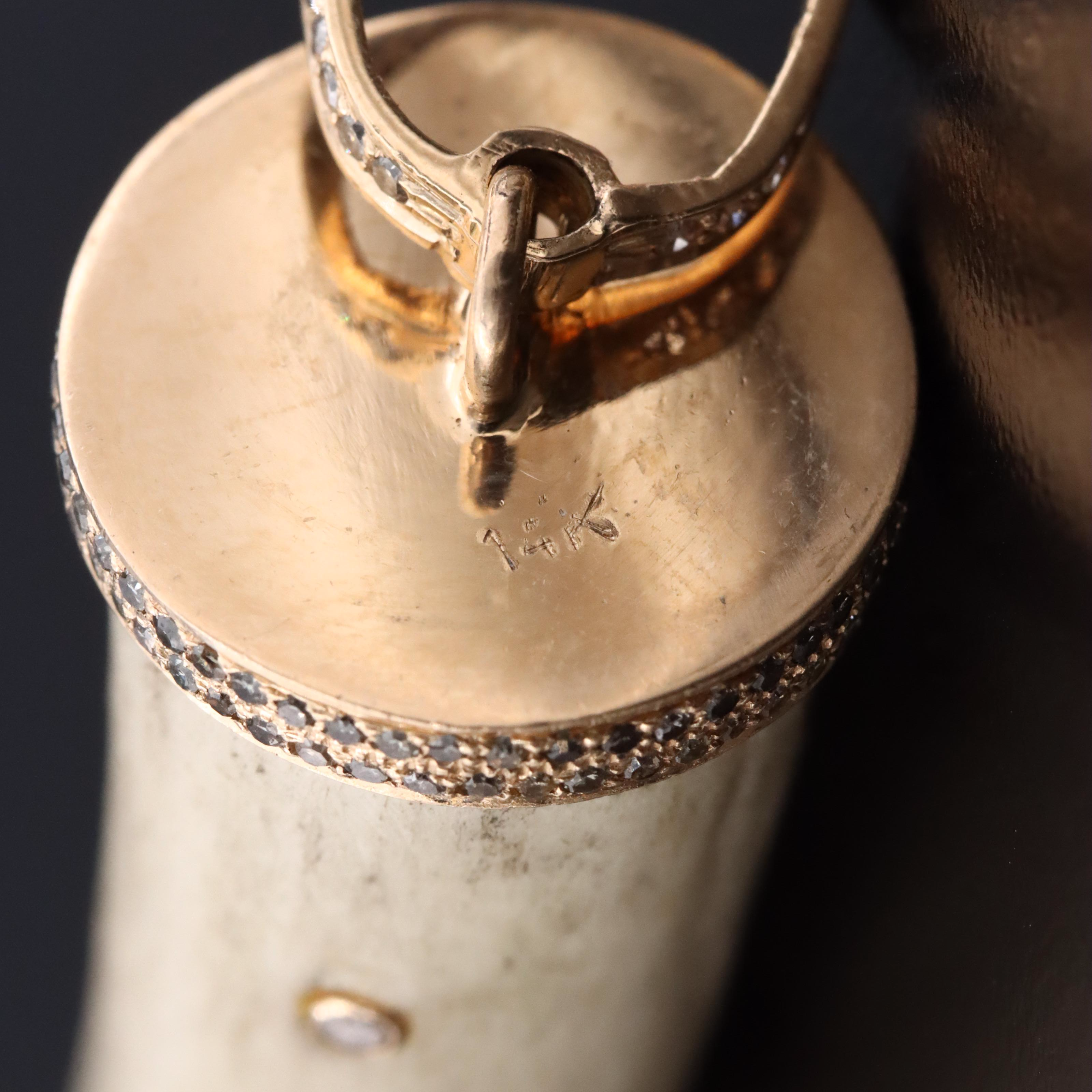 14K Bone and Diamond Fang Pendant Attributed to Sheryl Lowe