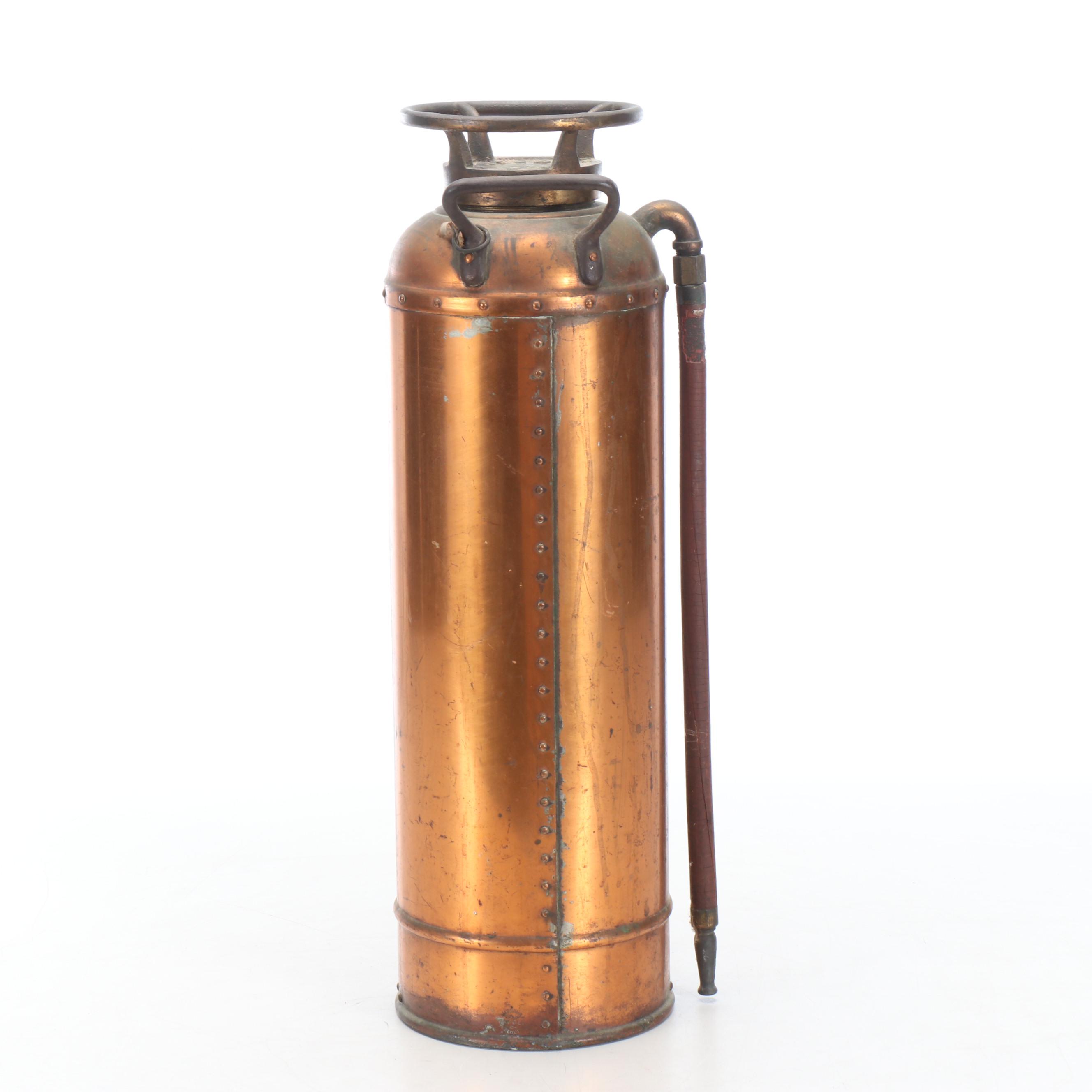 C. Nuhring & Bro. 2.5 Gallon Metal Hand Fire Extinguisher, Early 20th Century