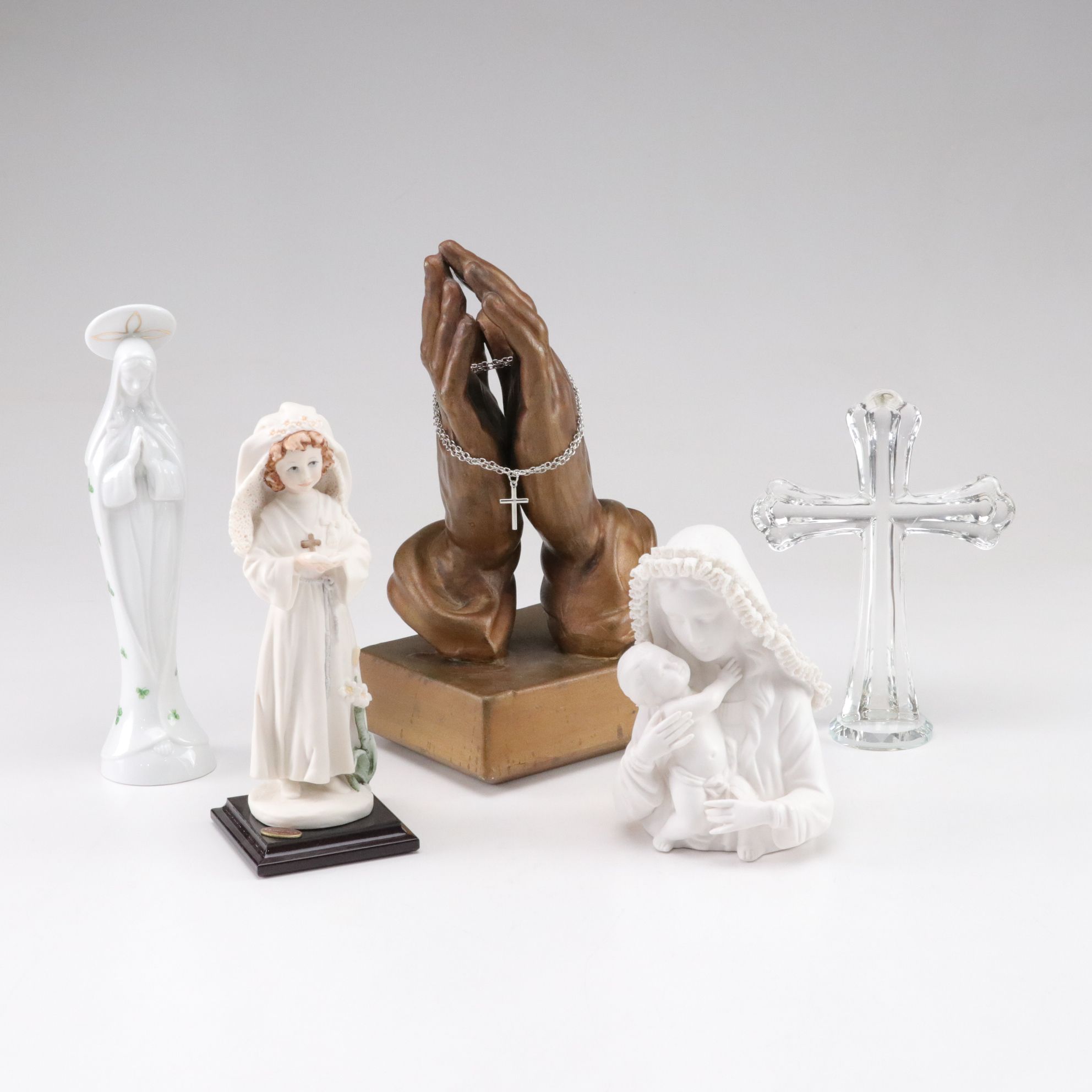 Dresden Lace Madona with Child & Other Christian Figurines