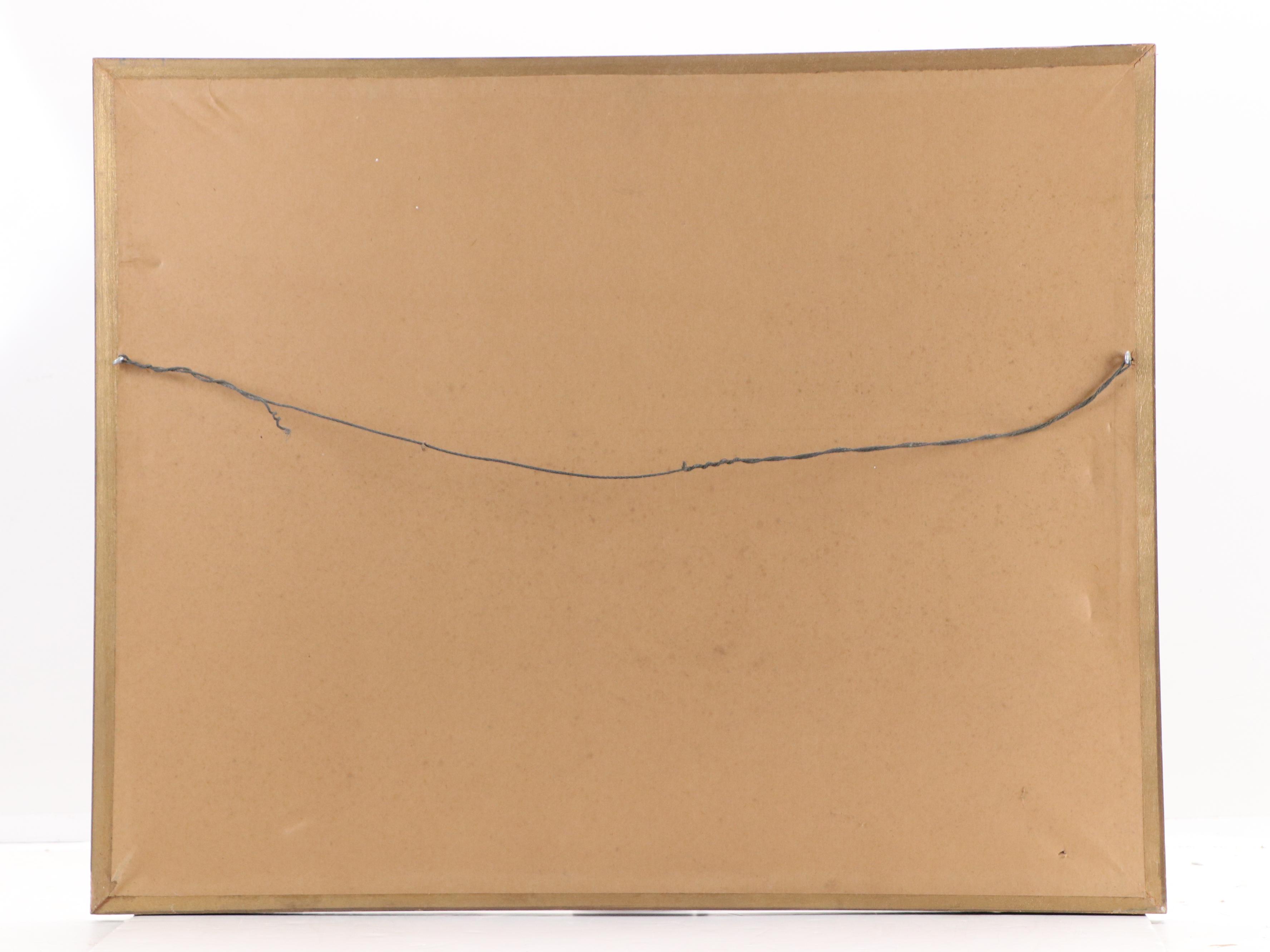 Glenn Volz Chalk Pastel Landscape Drawing with River Barges, 1981