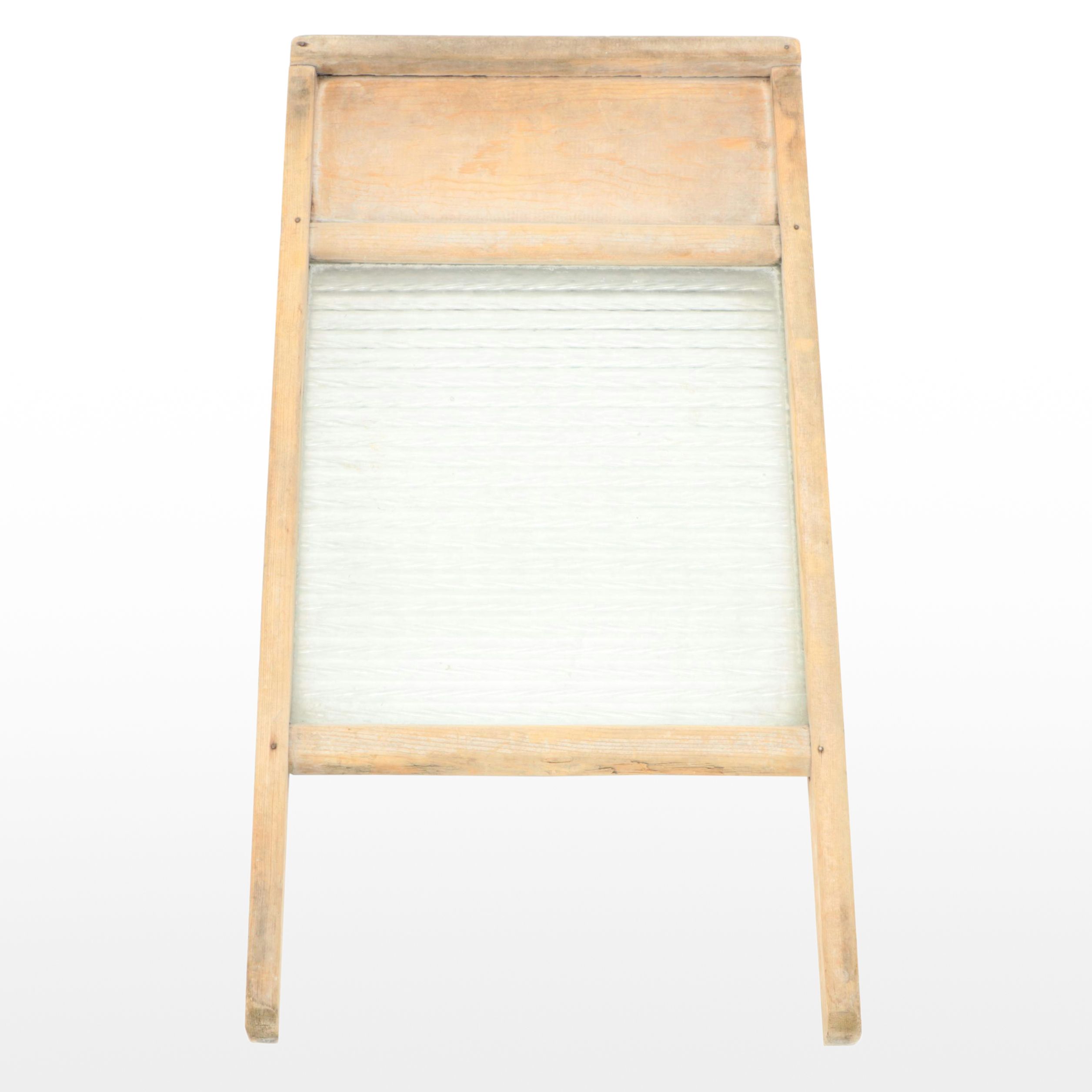 Wood and Glass Panel Washboard with Wall Hanger