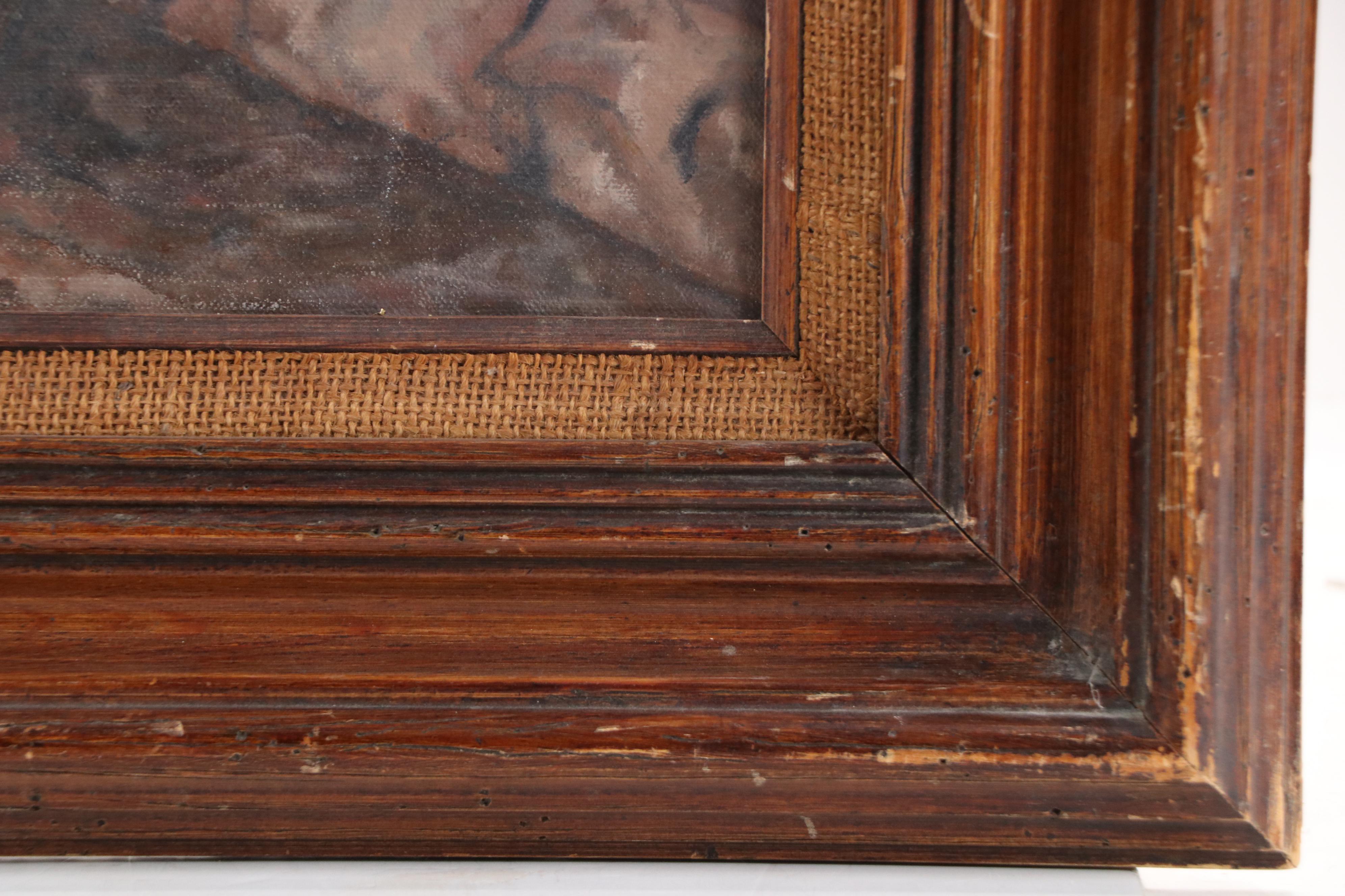 Oil Painting After Herman Von Kaulbach "Girl With Hat Trying to Catch a Bird"