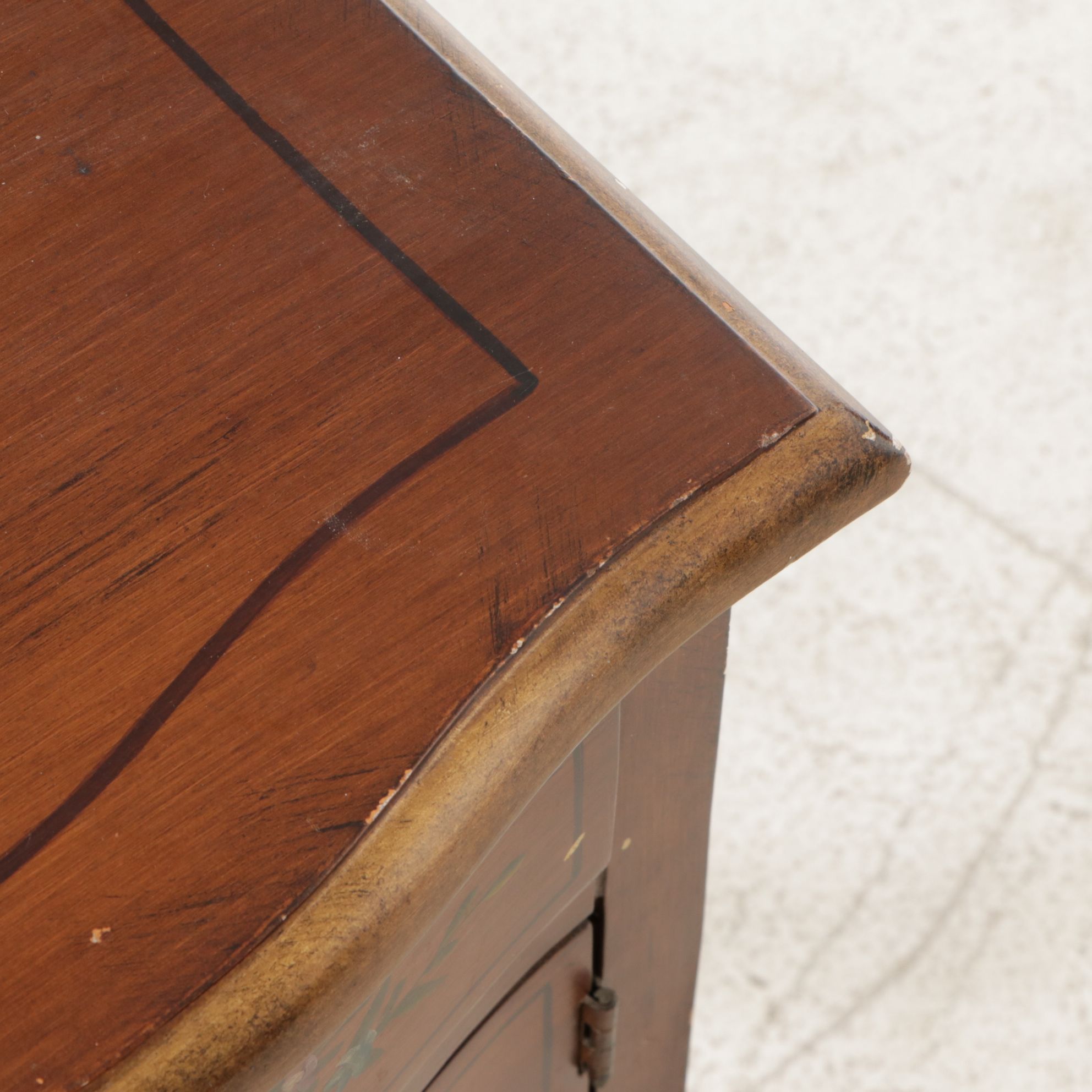 Small Wooden Accent Cabinet with Bouquet and Floral Motif, Late 20th Century