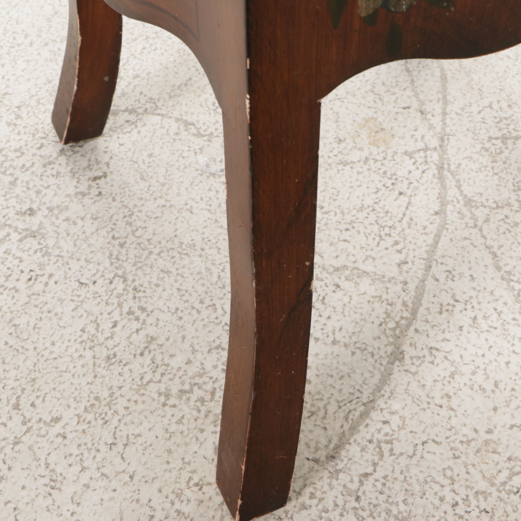 Small Wooden Accent Cabinet with Bouquet and Floral Motif, Late 20th Century