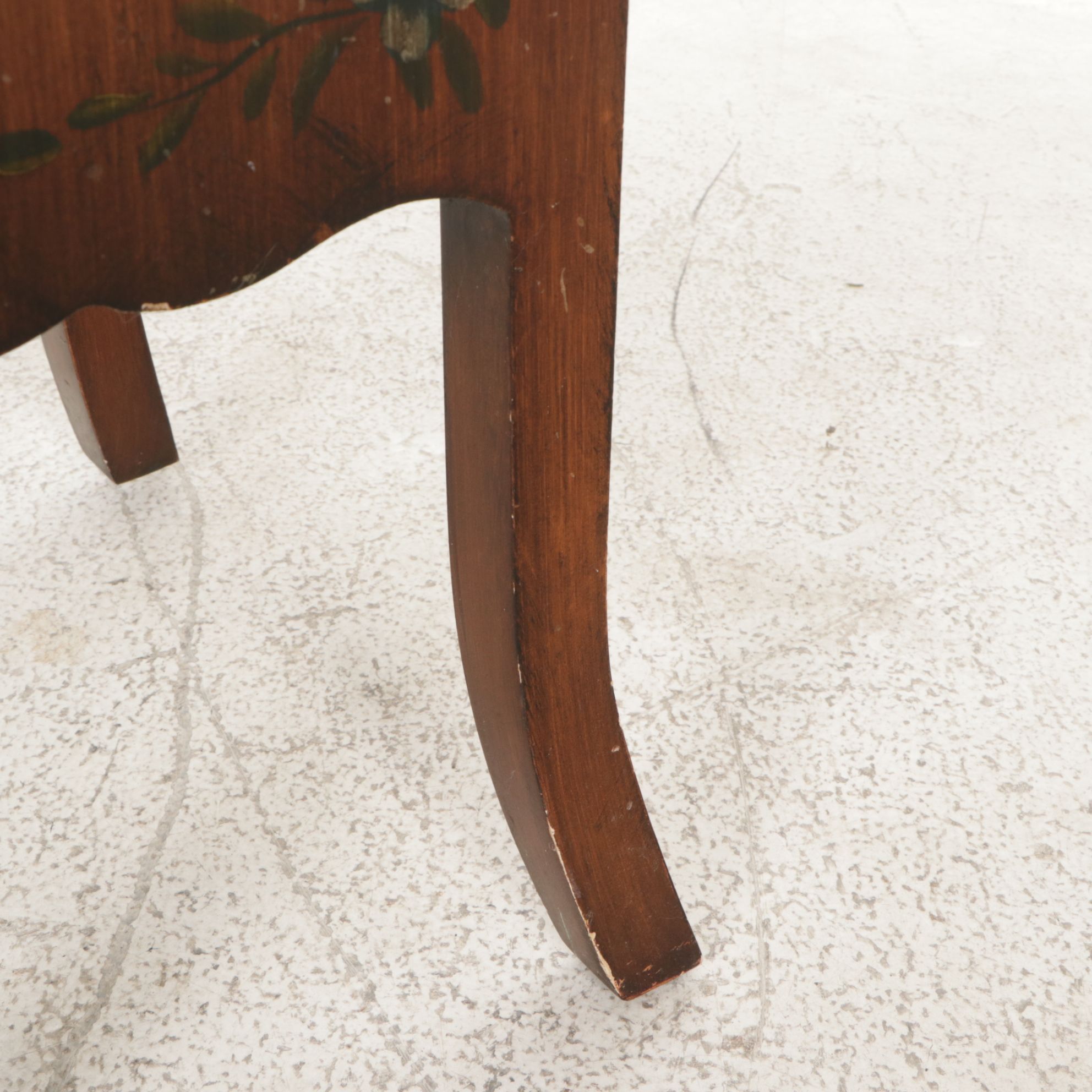 Small Wooden Accent Cabinet with Bouquet and Floral Motif, Late 20th Century