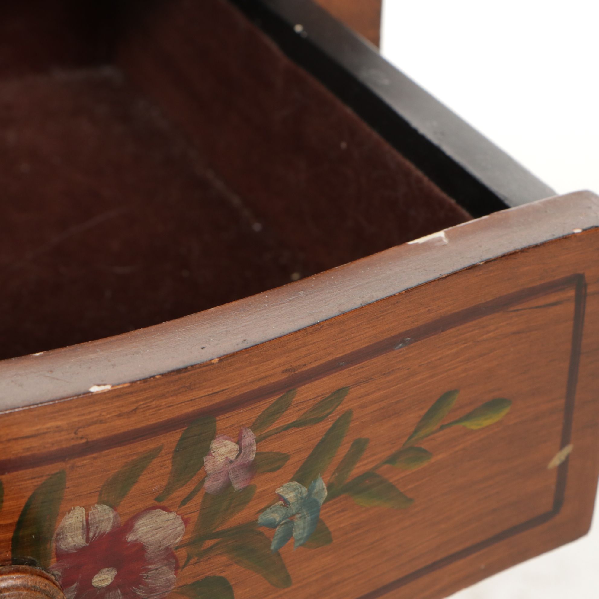 Small Wooden Accent Cabinet with Bouquet and Floral Motif, Late 20th Century