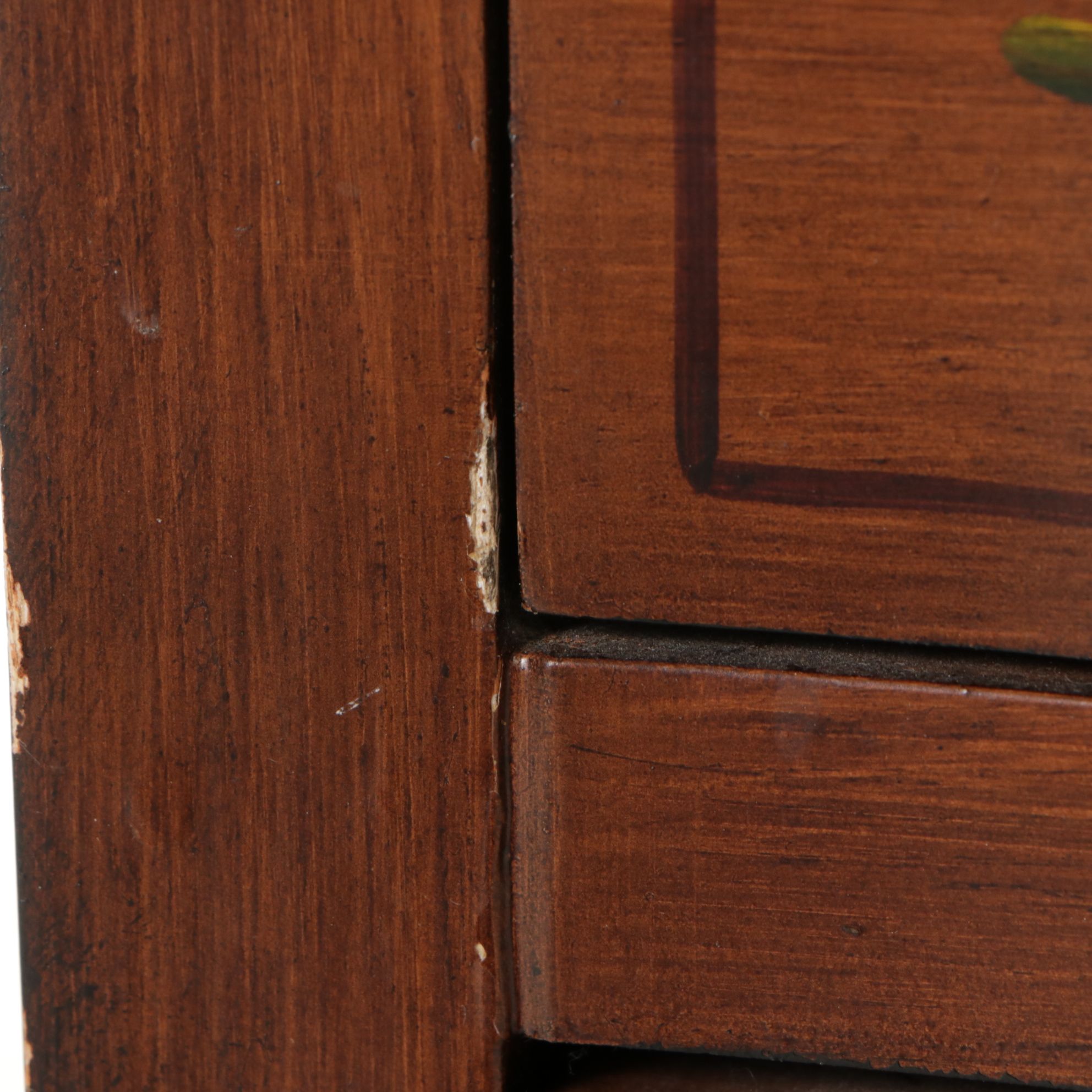 Small Wooden Accent Cabinet with Bouquet and Floral Motif, Late 20th Century