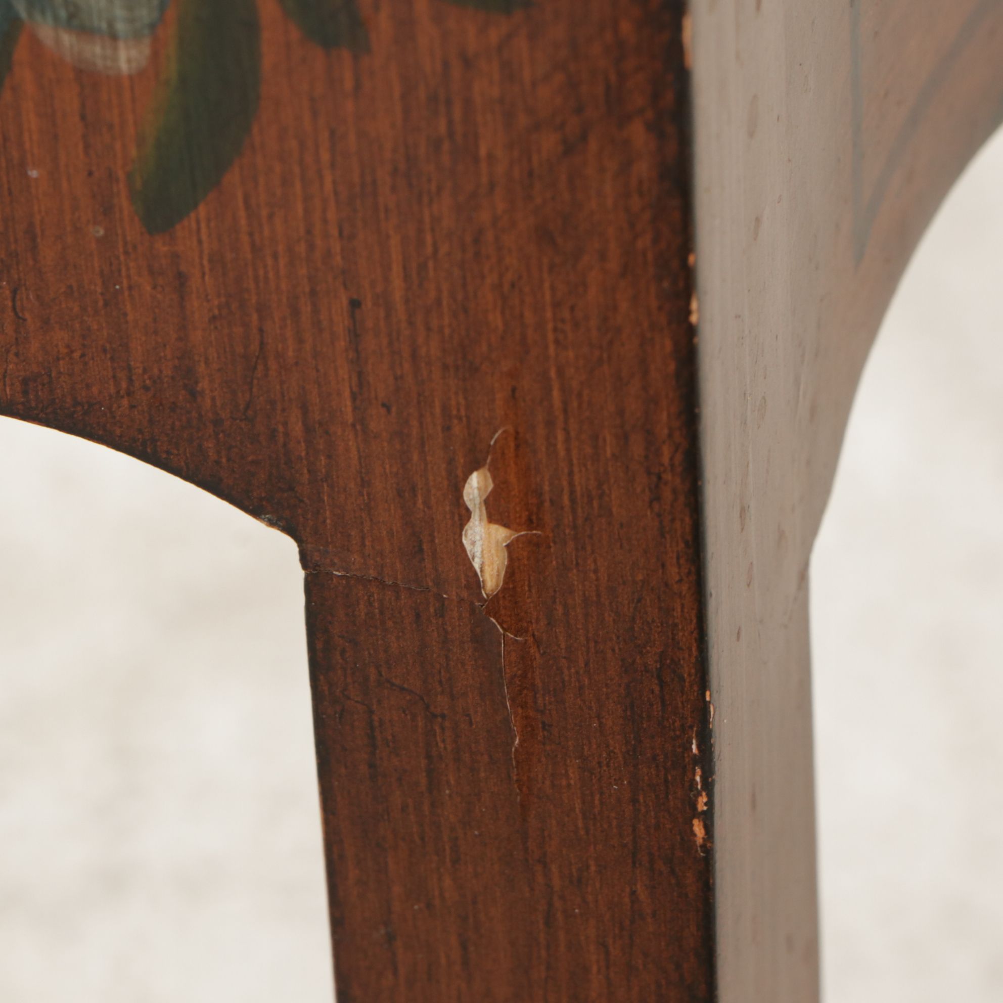 Small Wooden Accent Cabinet with Bouquet and Floral Motif, Late 20th Century
