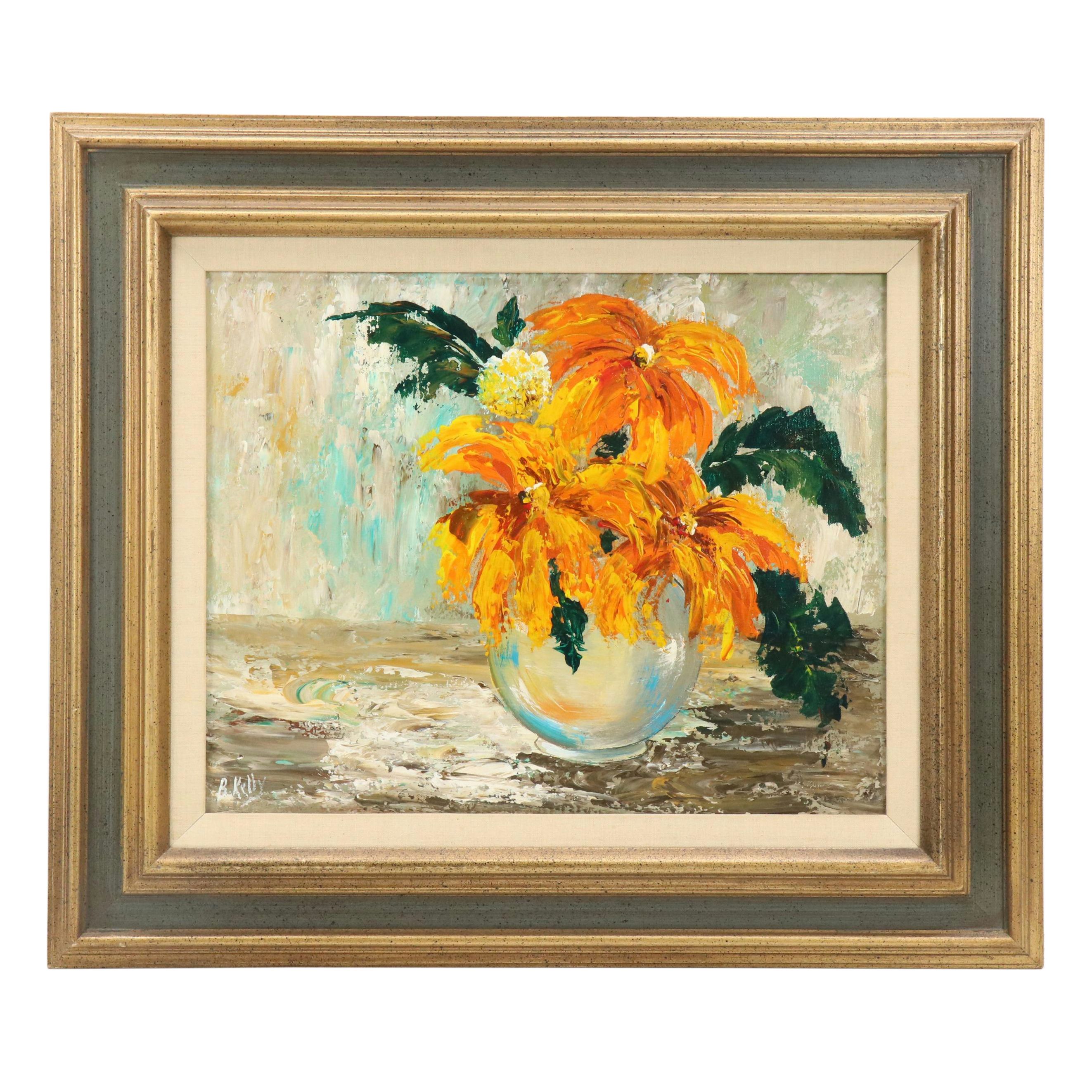 B. Kelly Floral Still Life Acrylic Painting