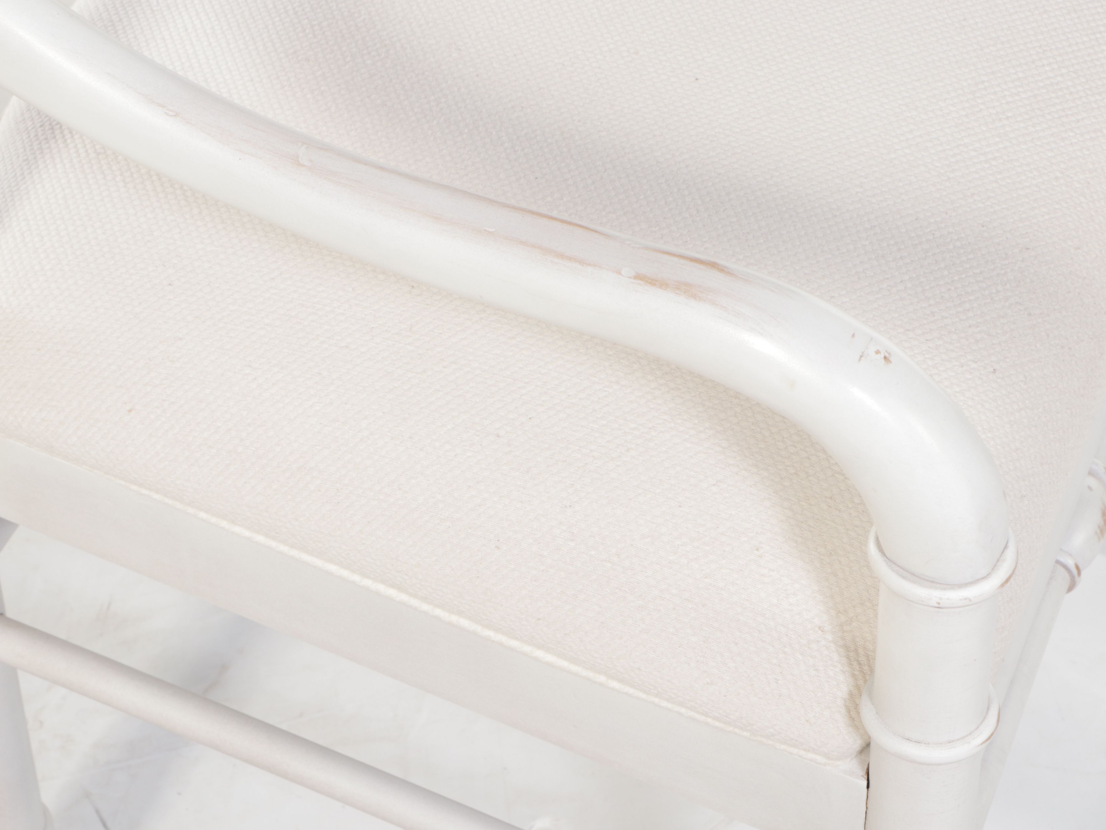 Pair of American Drew White-Painted Wood Ladder-Back Armchairs