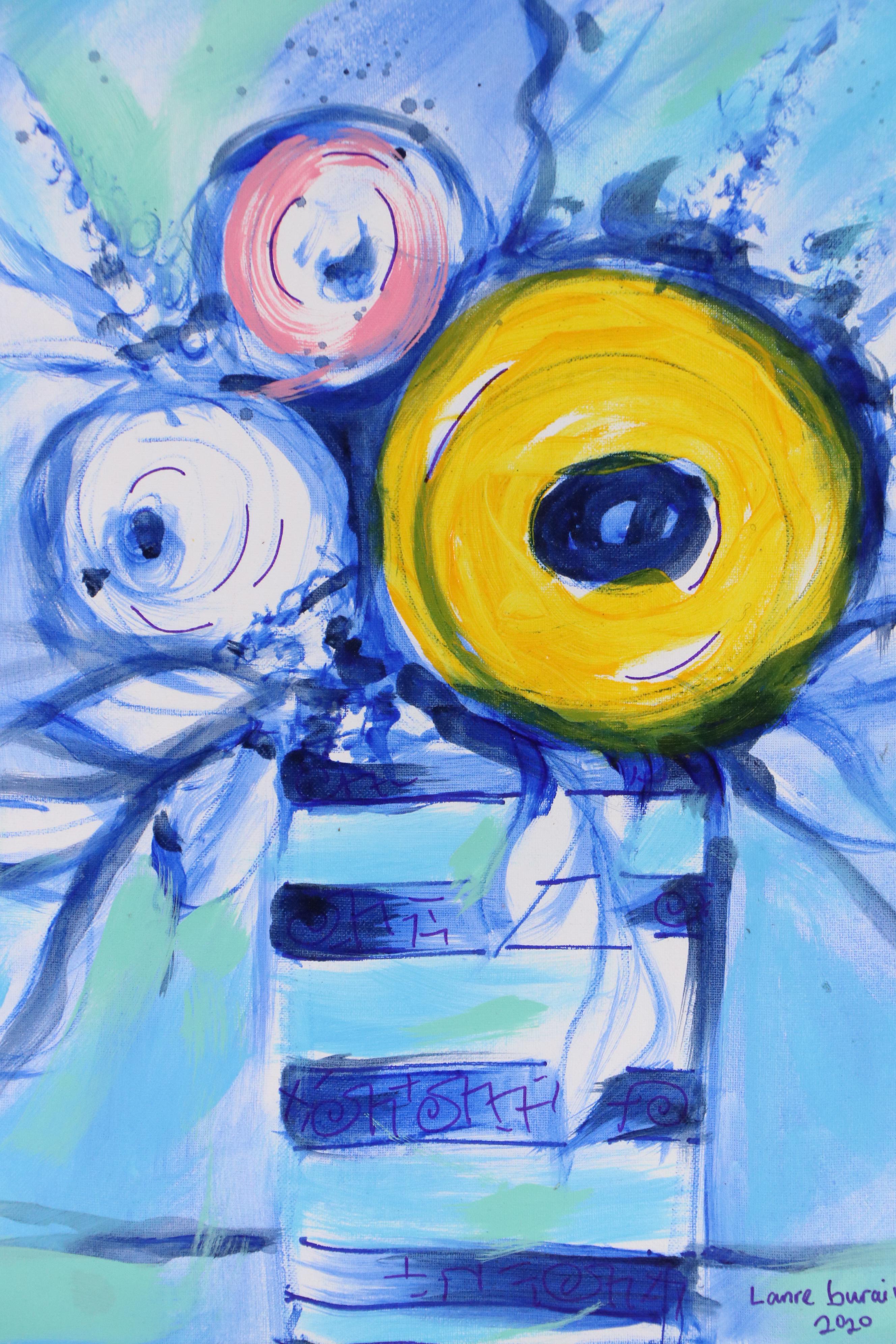 Lanre Buraimoh Floral Still Life Acrylic Painting, 2020