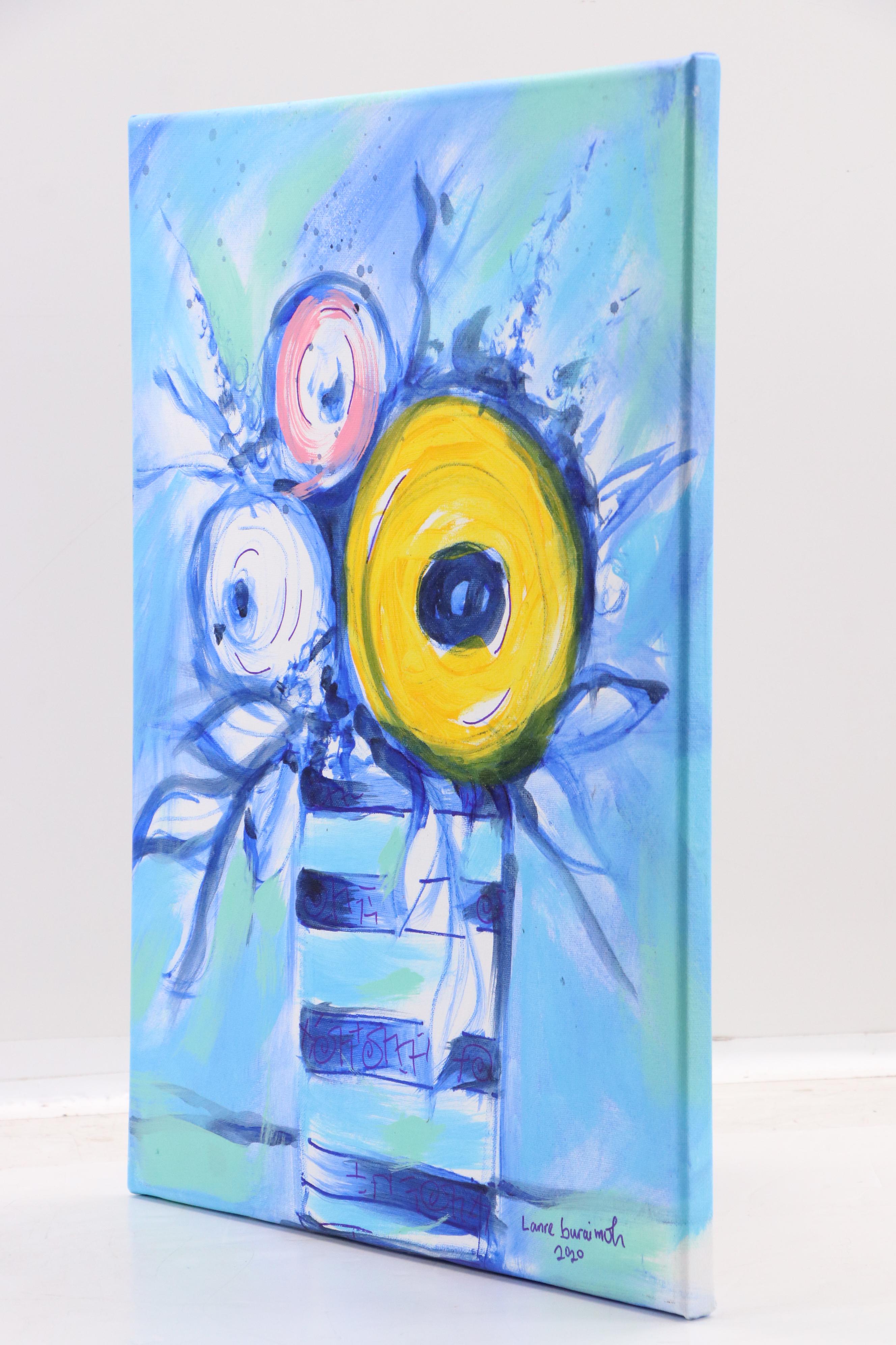 Lanre Buraimoh Floral Still Life Acrylic Painting, 2020