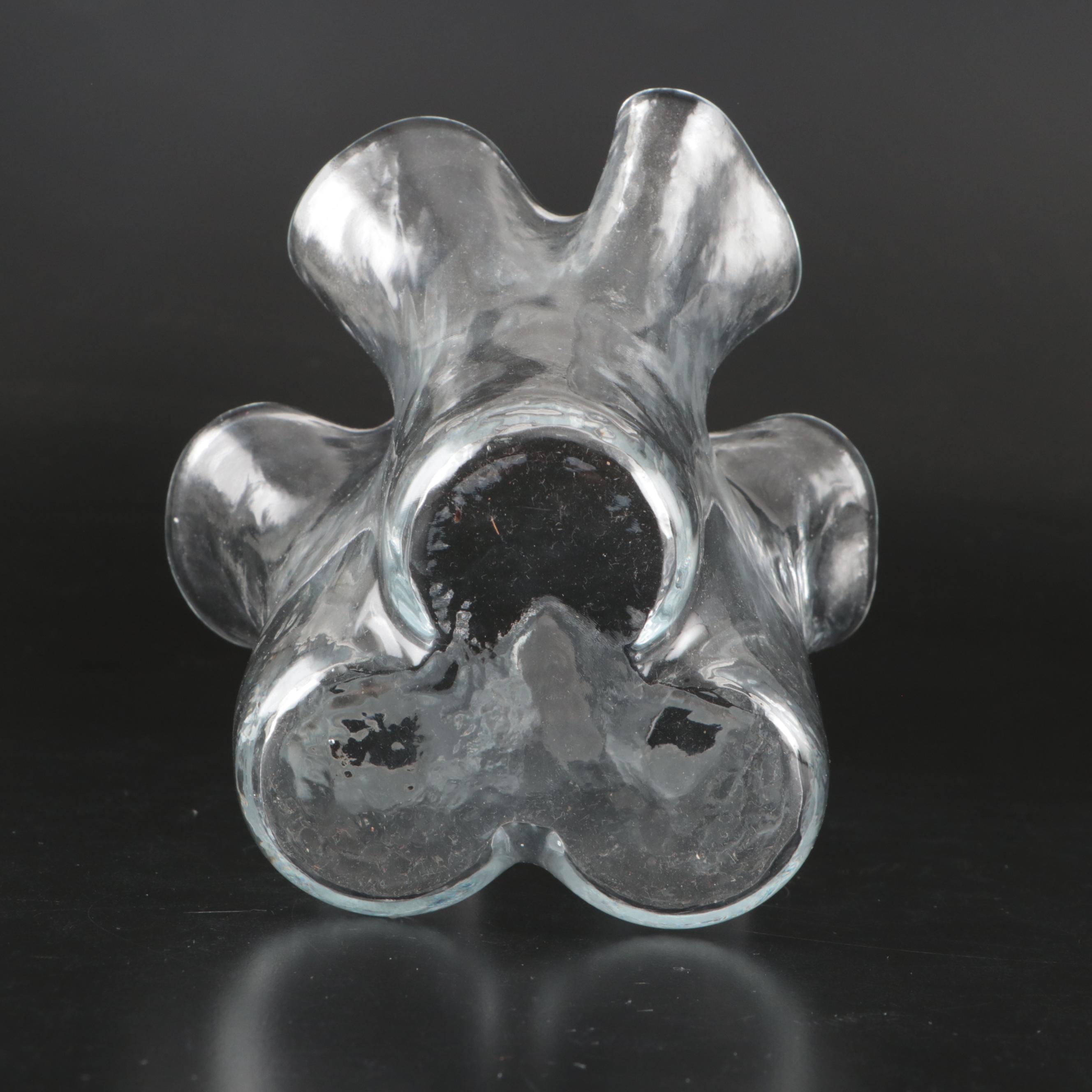 Artist Signed Art Glass Vase Pair with Muurla Ruffled Glass Vase