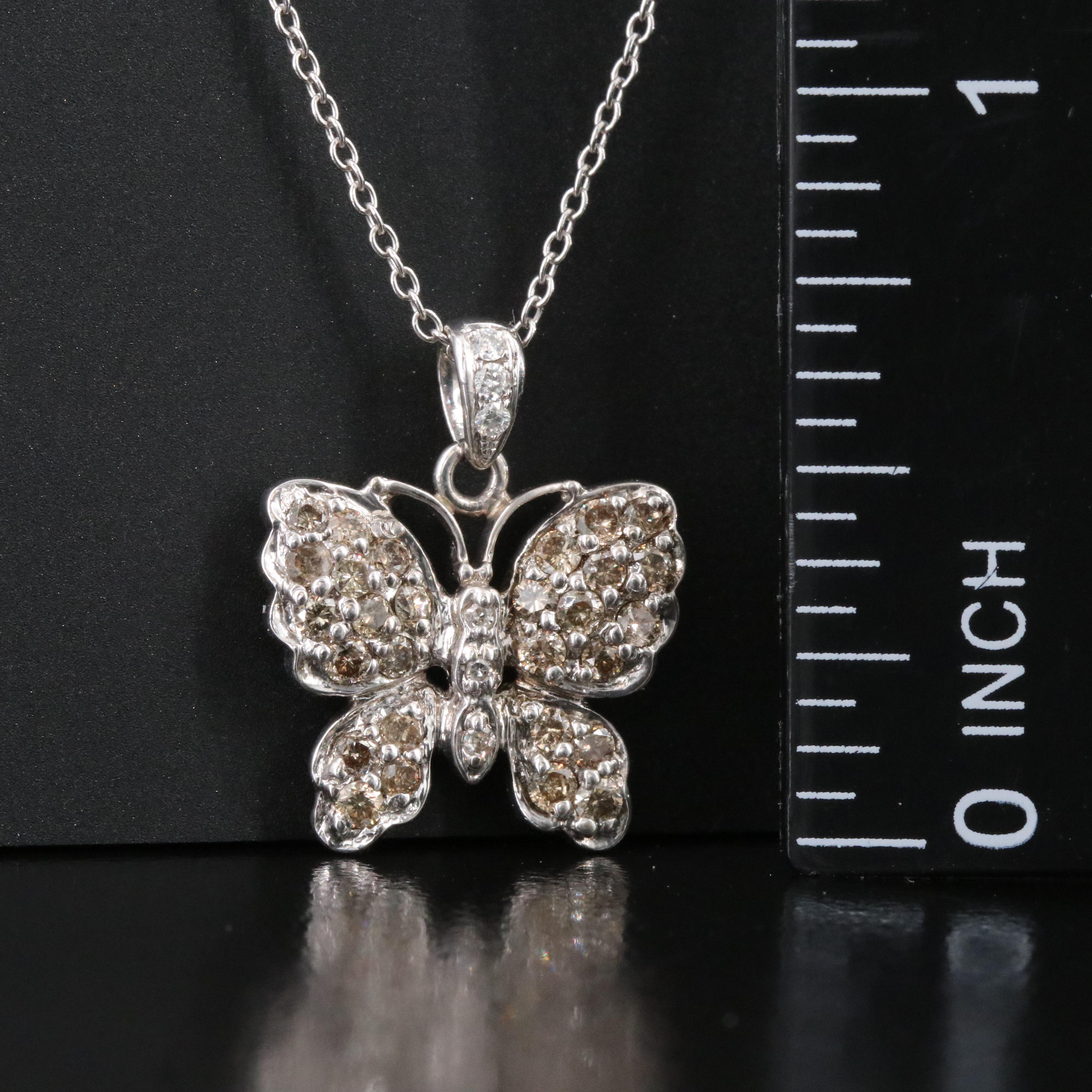 14K 0.57 CTW Diamond Butterfly Pendant Necklace