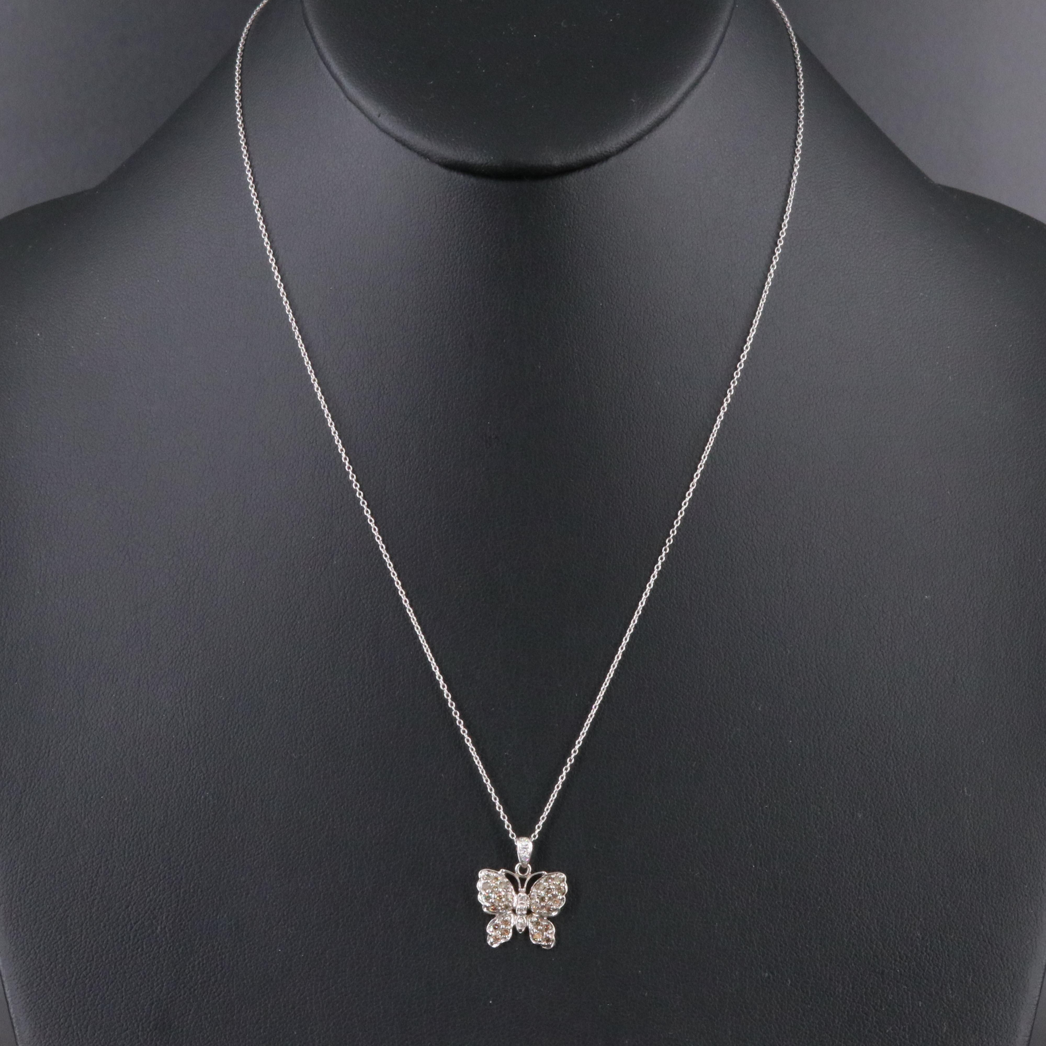 14K 0.57 CTW Diamond Butterfly Pendant Necklace