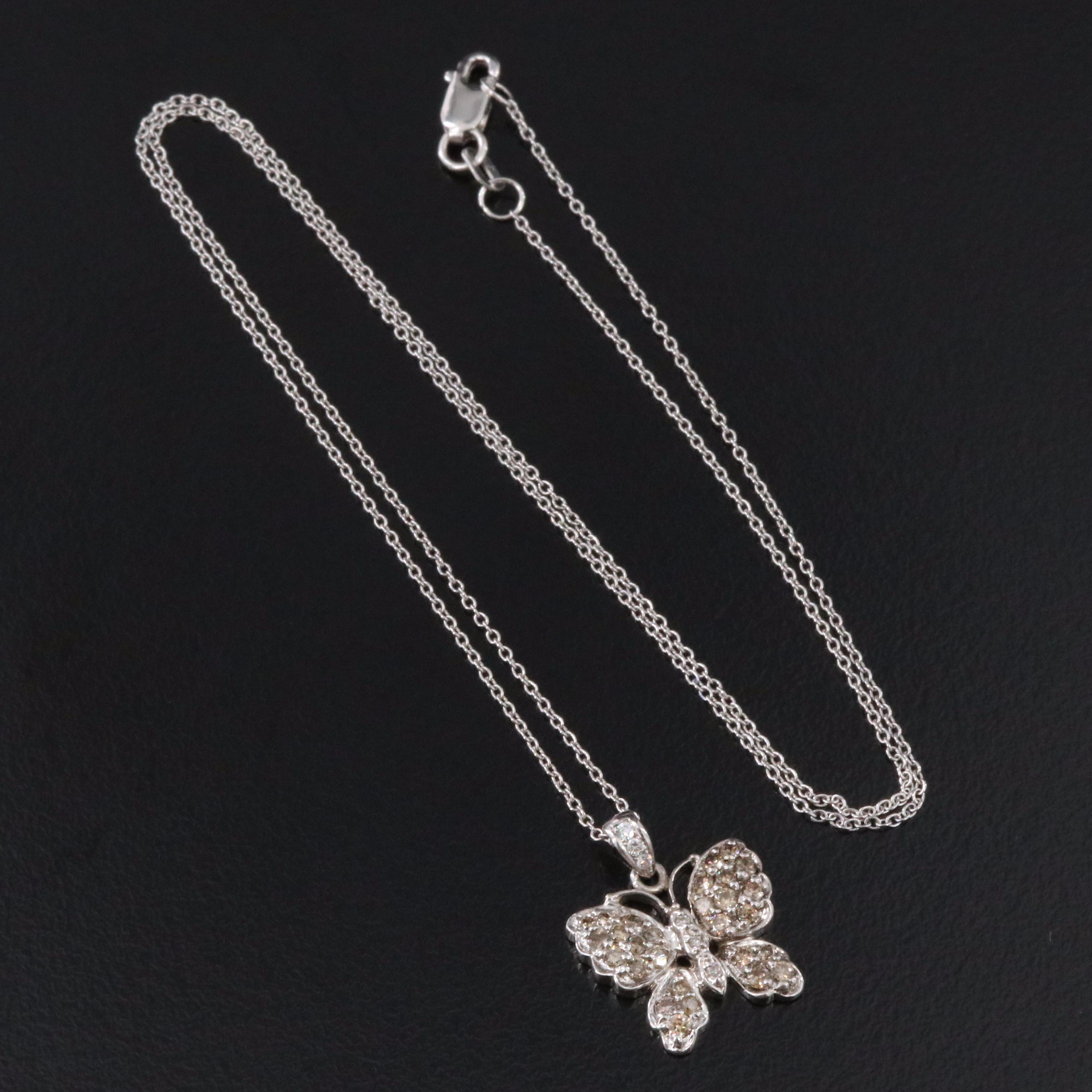 14K 0.57 CTW Diamond Butterfly Pendant Necklace