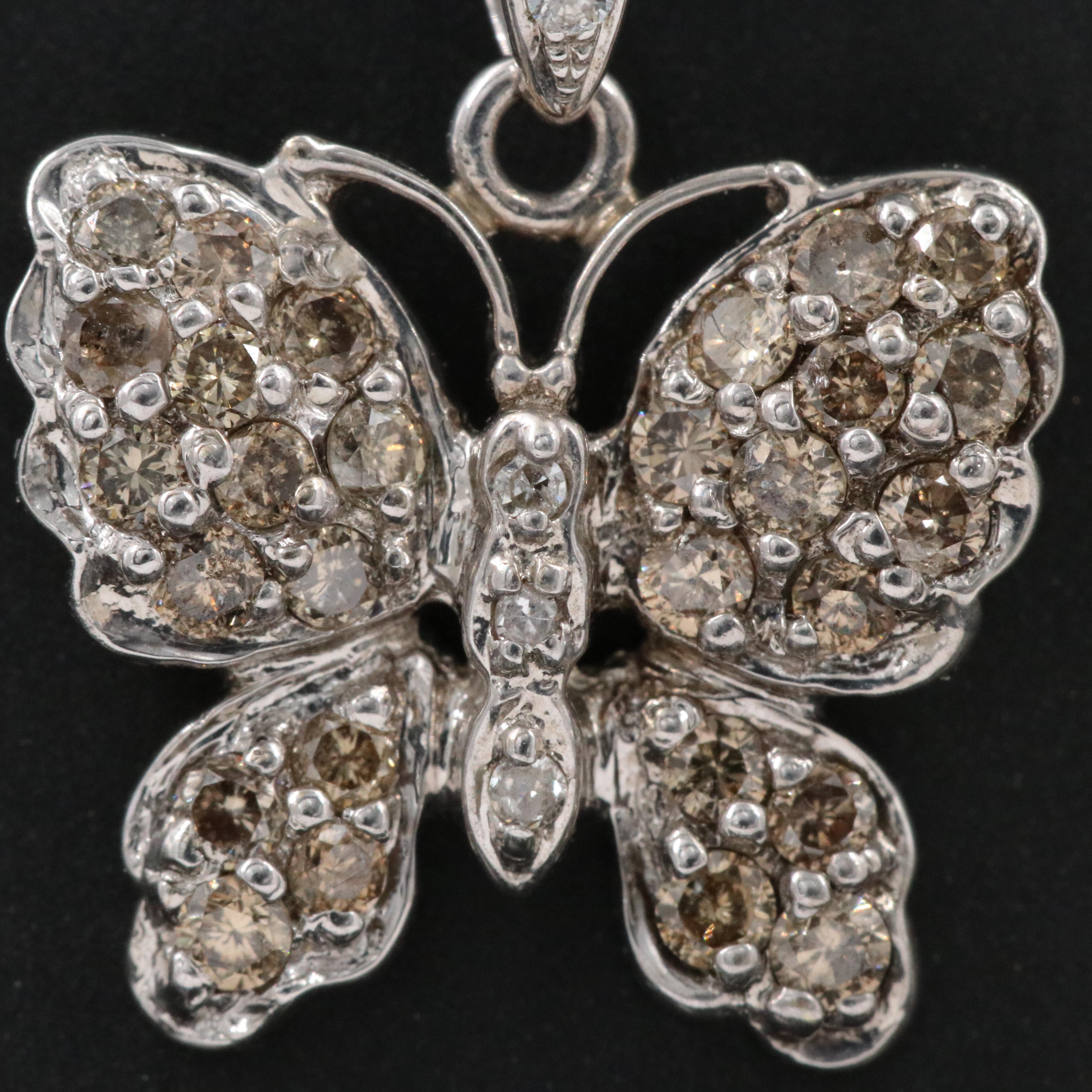 14K 0.57 CTW Diamond Butterfly Pendant Necklace