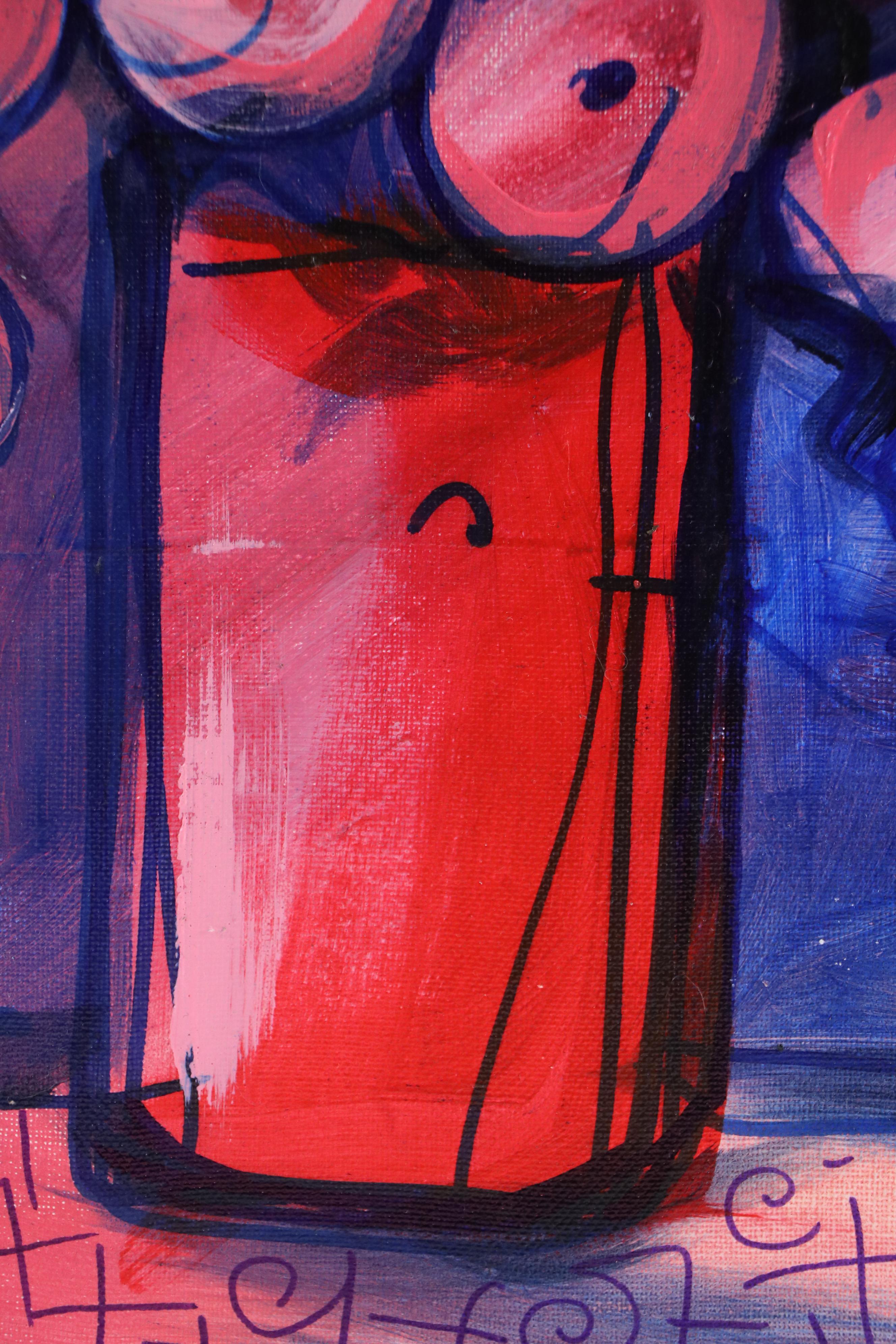 Lanre Buraimoh Floral Still Life Acrylic Painting, 2015