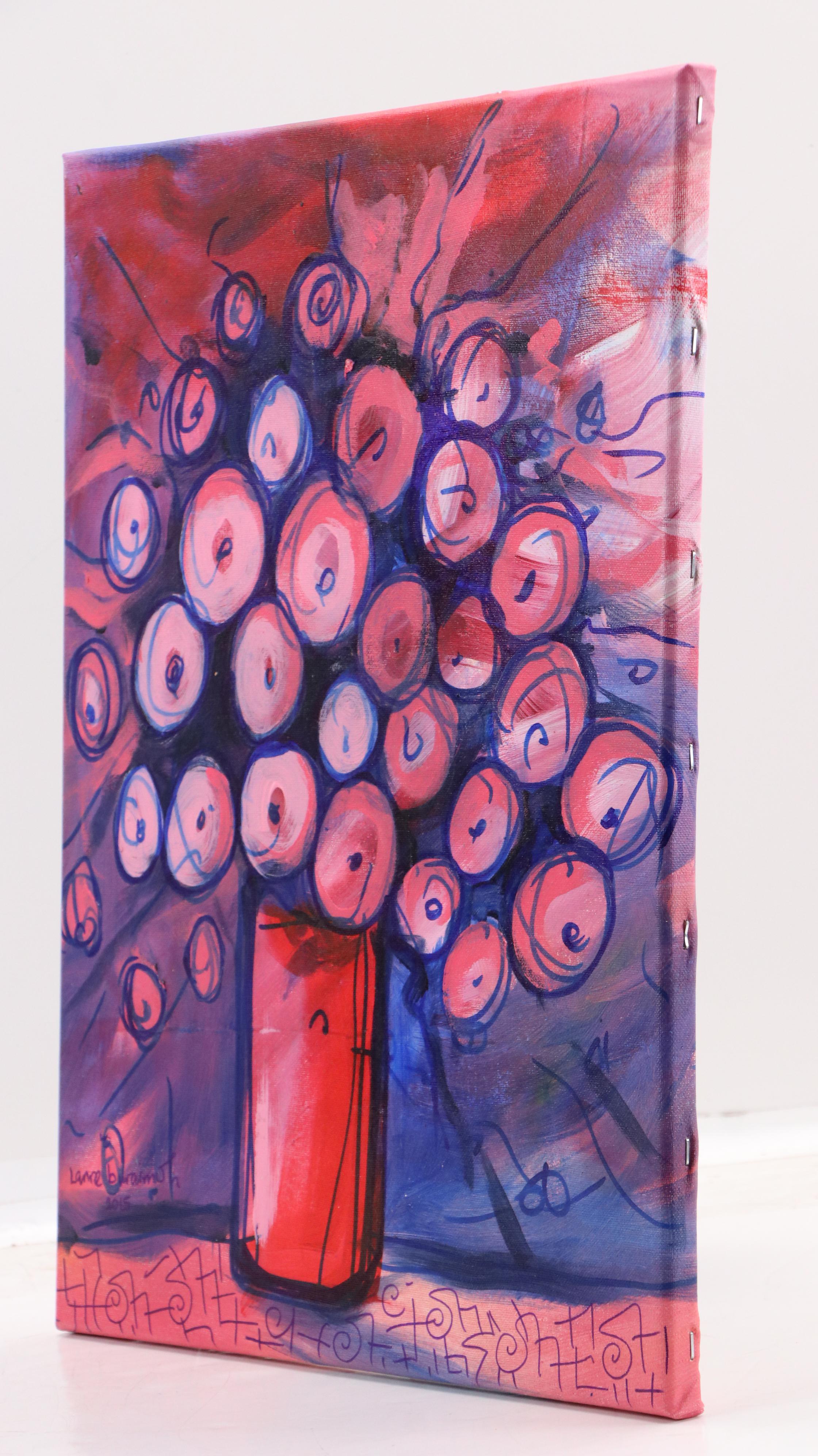 Lanre Buraimoh Floral Still Life Acrylic Painting, 2015