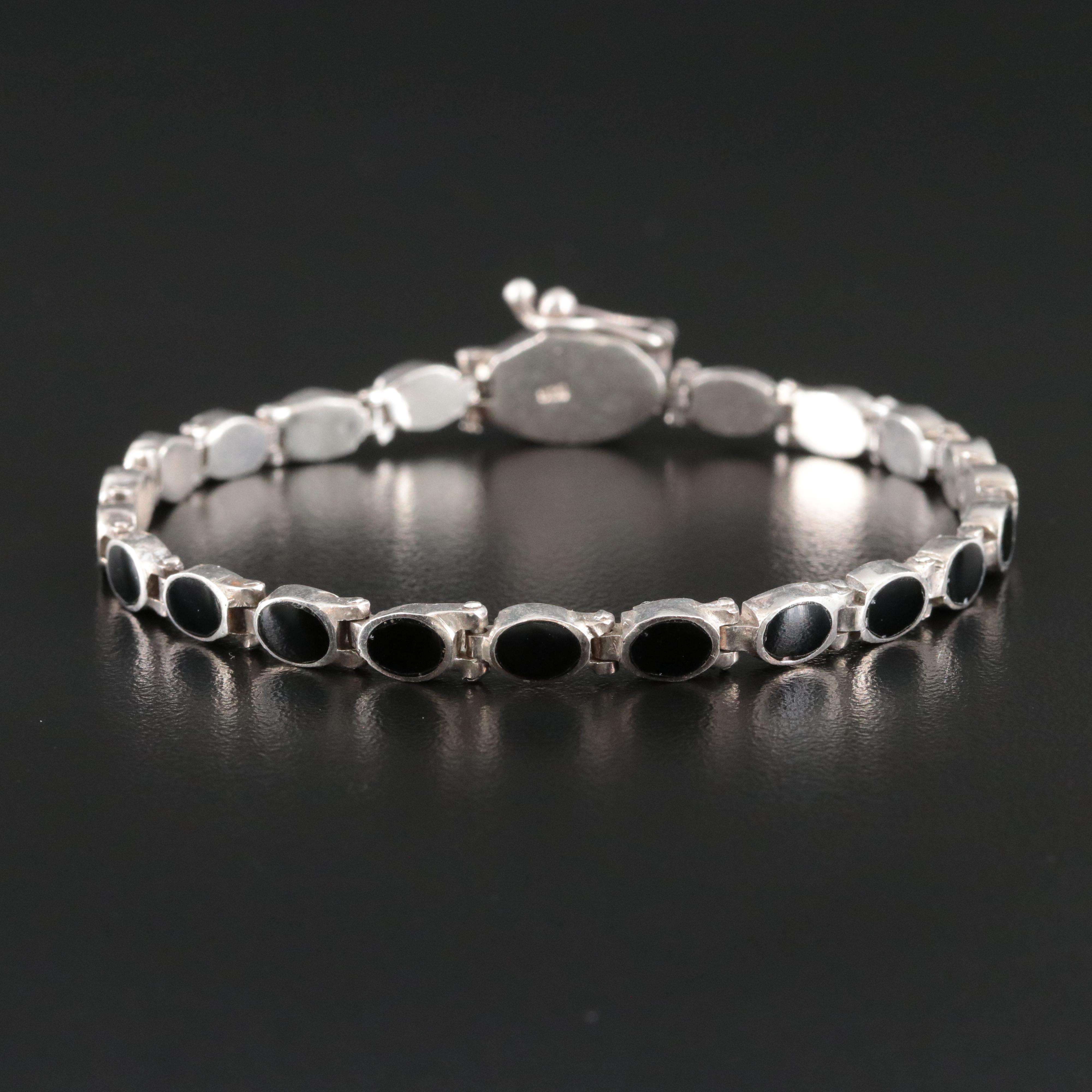 Sterling Glass Link Bracelet